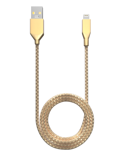 AmpSentrix Infinity USB-A to Lightning Cable (Non-MFI) (2m, 6ft) (Gold)