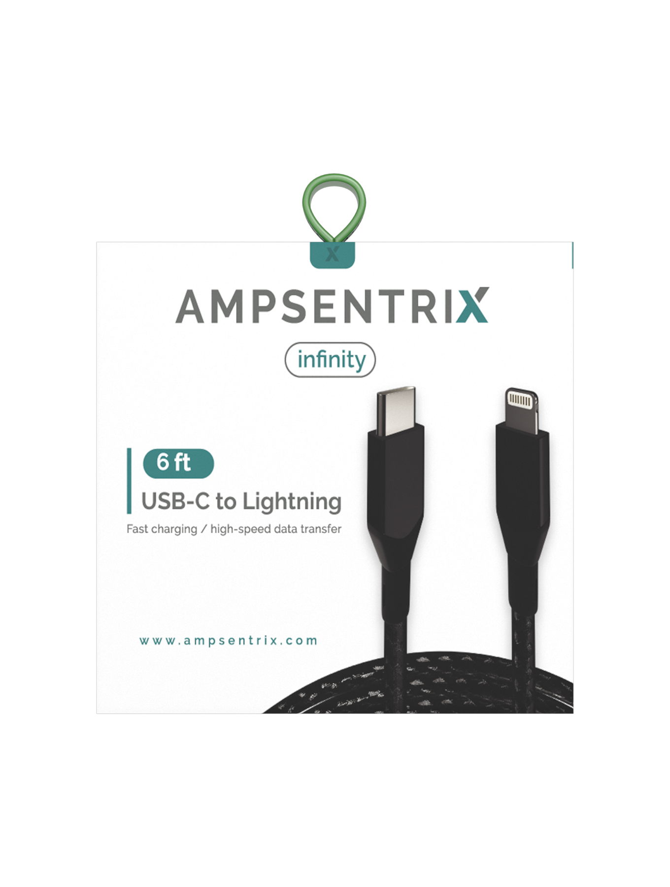 AmpSentrix Infinity USB-C to Lightning Cable (Non-MFI) (2m, 6ft) (Black)