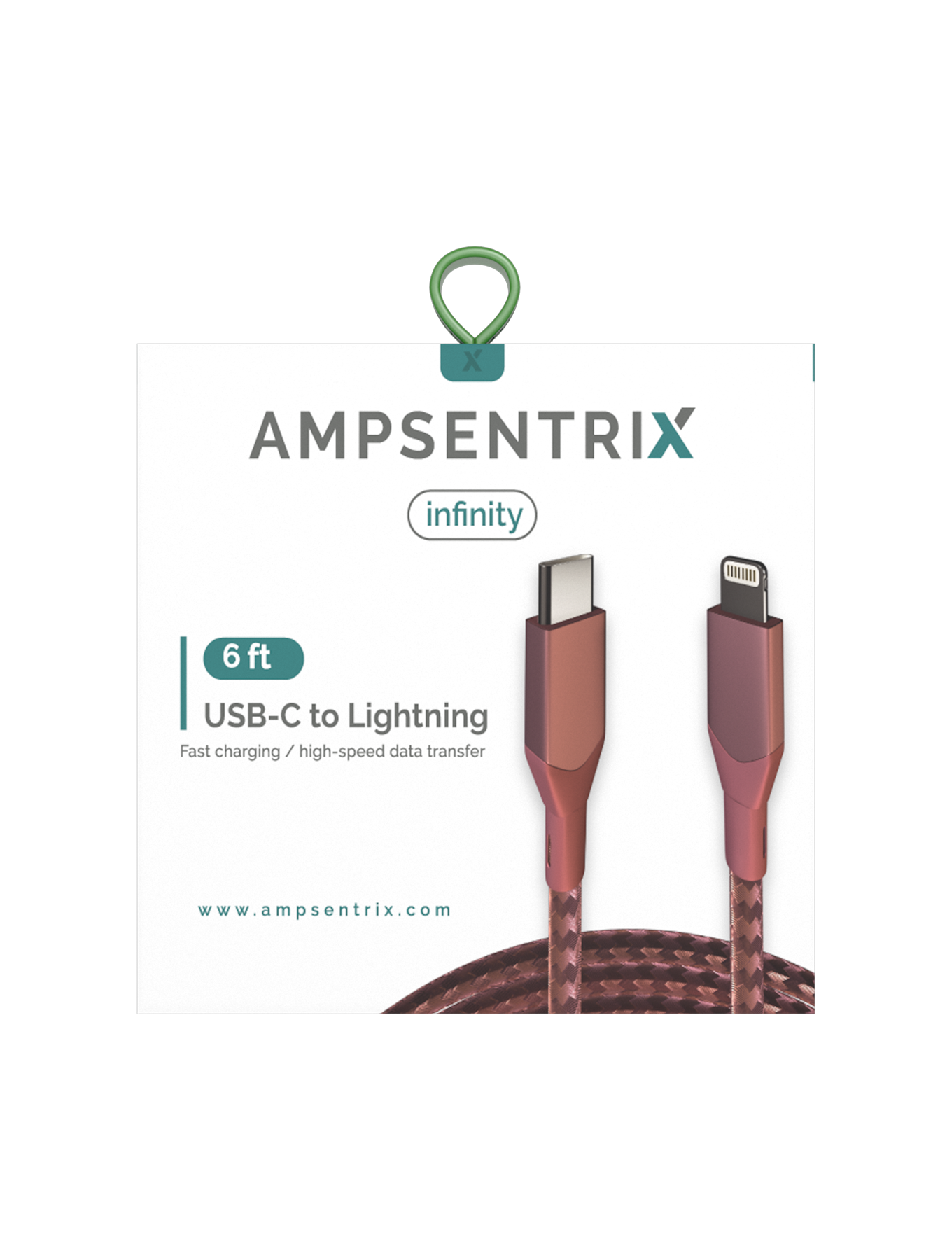 AmpSentrix Infinity USB-C to Lightning Cable (Non-MFI) (2m, 6ft) (Pink)