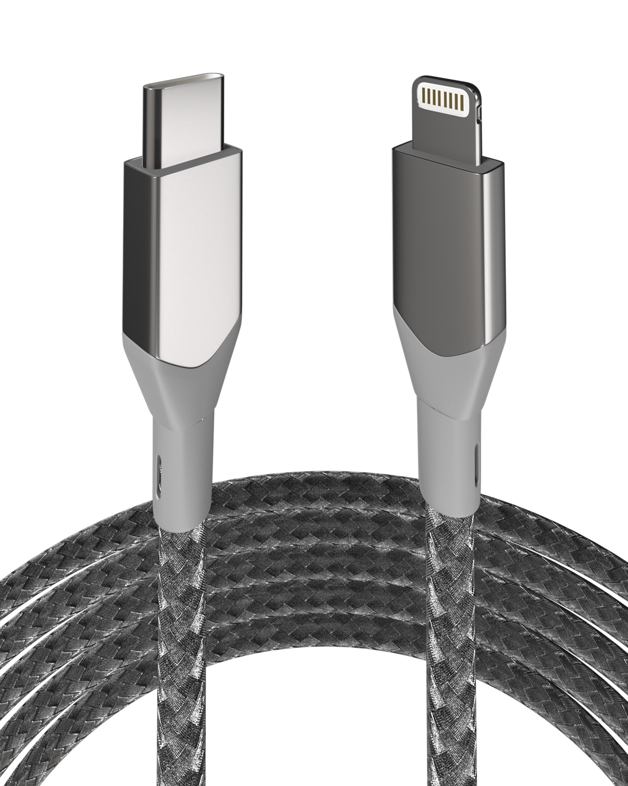AmpSentrix Infinity Lightning to USB-C Cable (Non-MFI) (1m/3ft) - Silver