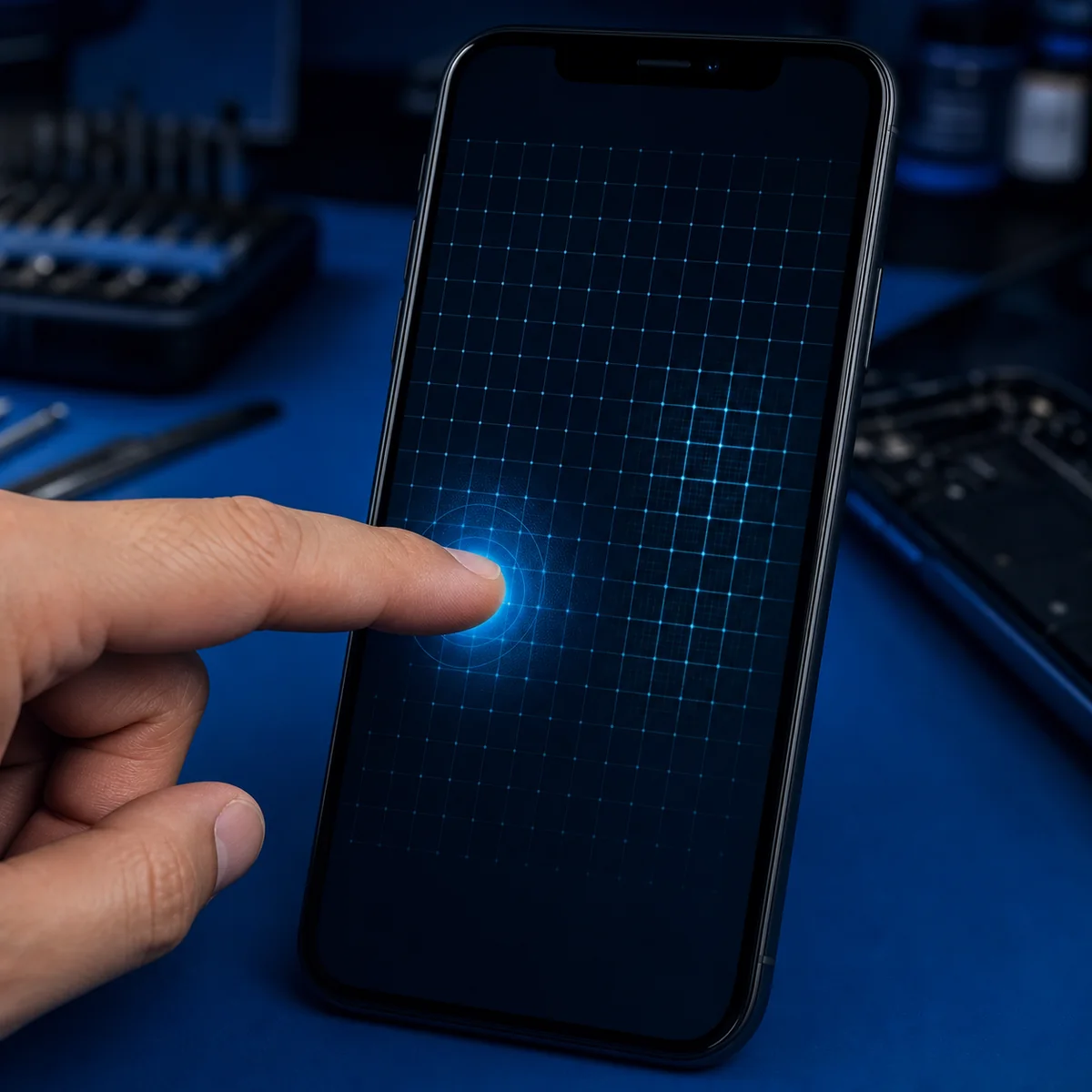 Cell phone touch screen not working during a touch response test