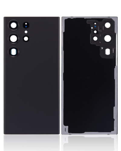Back Cover Glass With Camera Lens For Samsung Galaxy S23 Ultra 5G (No Logo) (Aftermarket Plus) (Phantom Black)