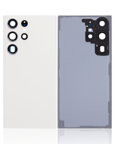 Back Cover Glass With Camera Lens For Samsung Galaxy S23 Ultra 5G (No Logo) (Aftermarket Plus) (Cream)
