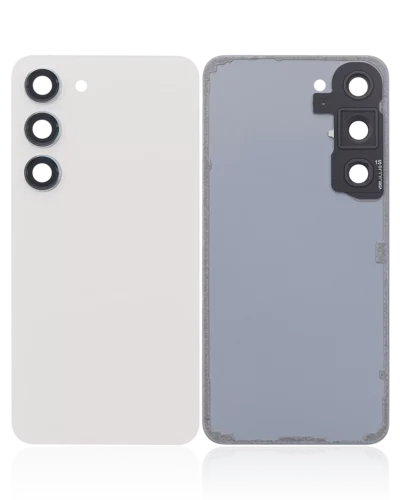 Back Cover Glass With Camera Lens For Samsung Galaxy S23 5G (No Logo) (Aftermarket Plus) (Cream)