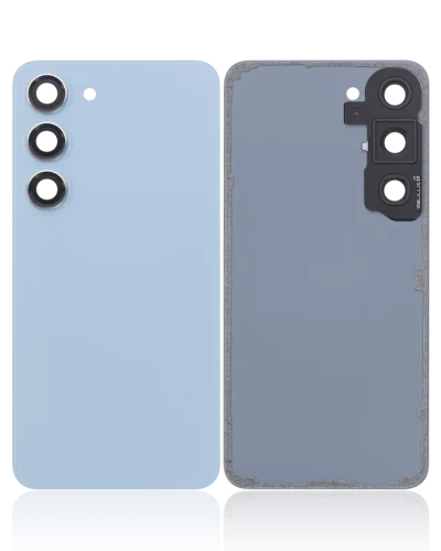 Back Cover Glass With Camera Lens For Samsung Galaxy S23 5G (No Logo) (Aftermarket Plus) (Blue)