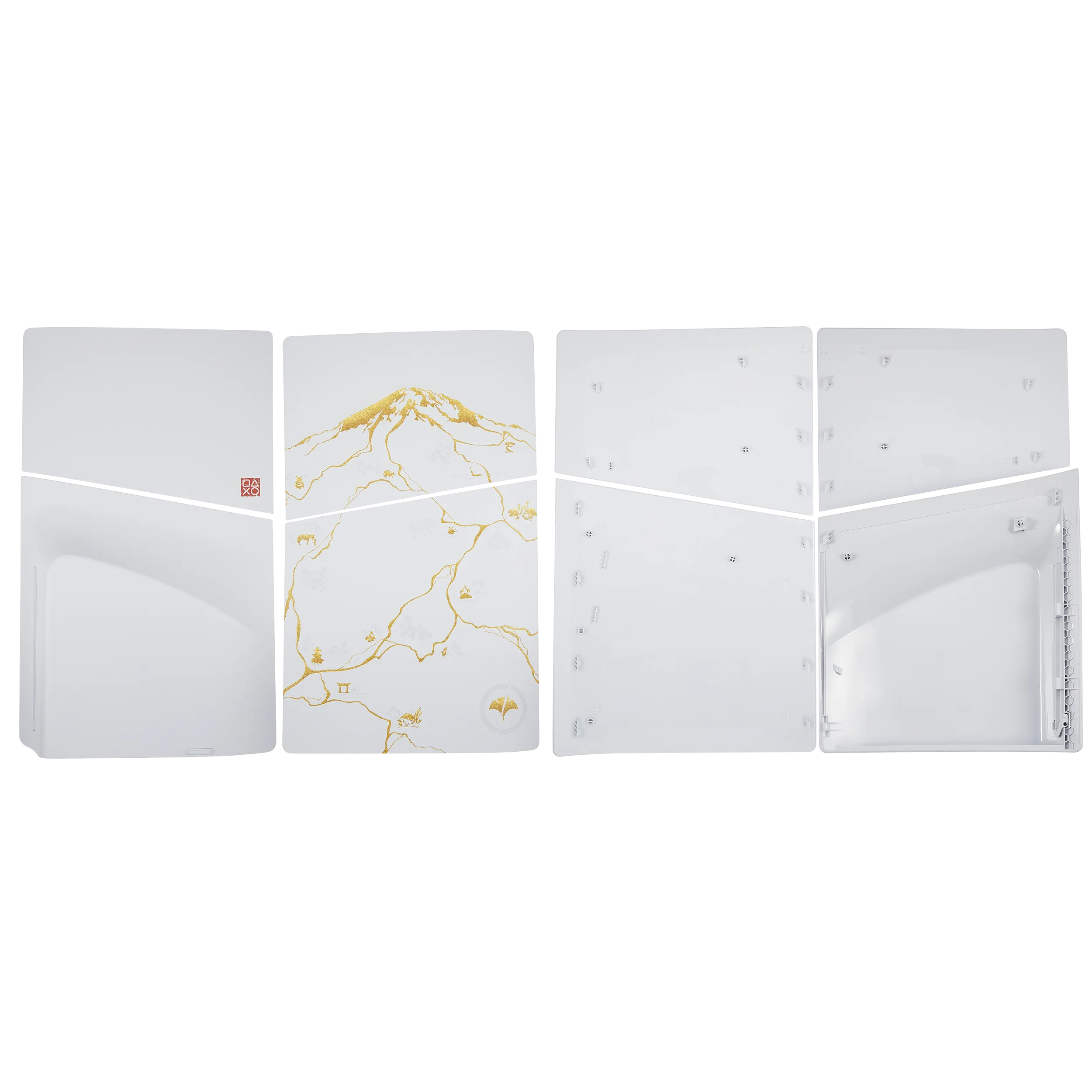 Underside of PS5 Slim Disc Edition faceplate cover showing mounting clips and screw posts