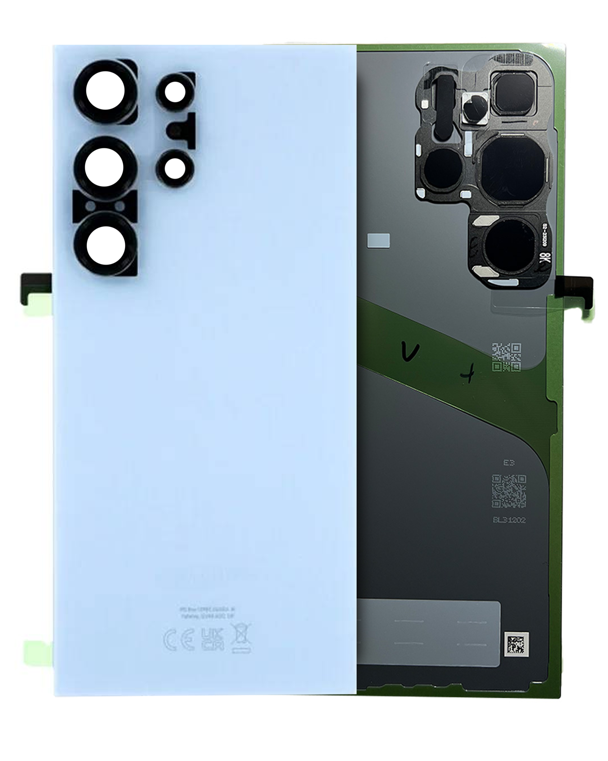 Back Cover Glass With Camera Lens For Samsung Galaxy S24 Ultra (Service Pack) (Titanium Blue)