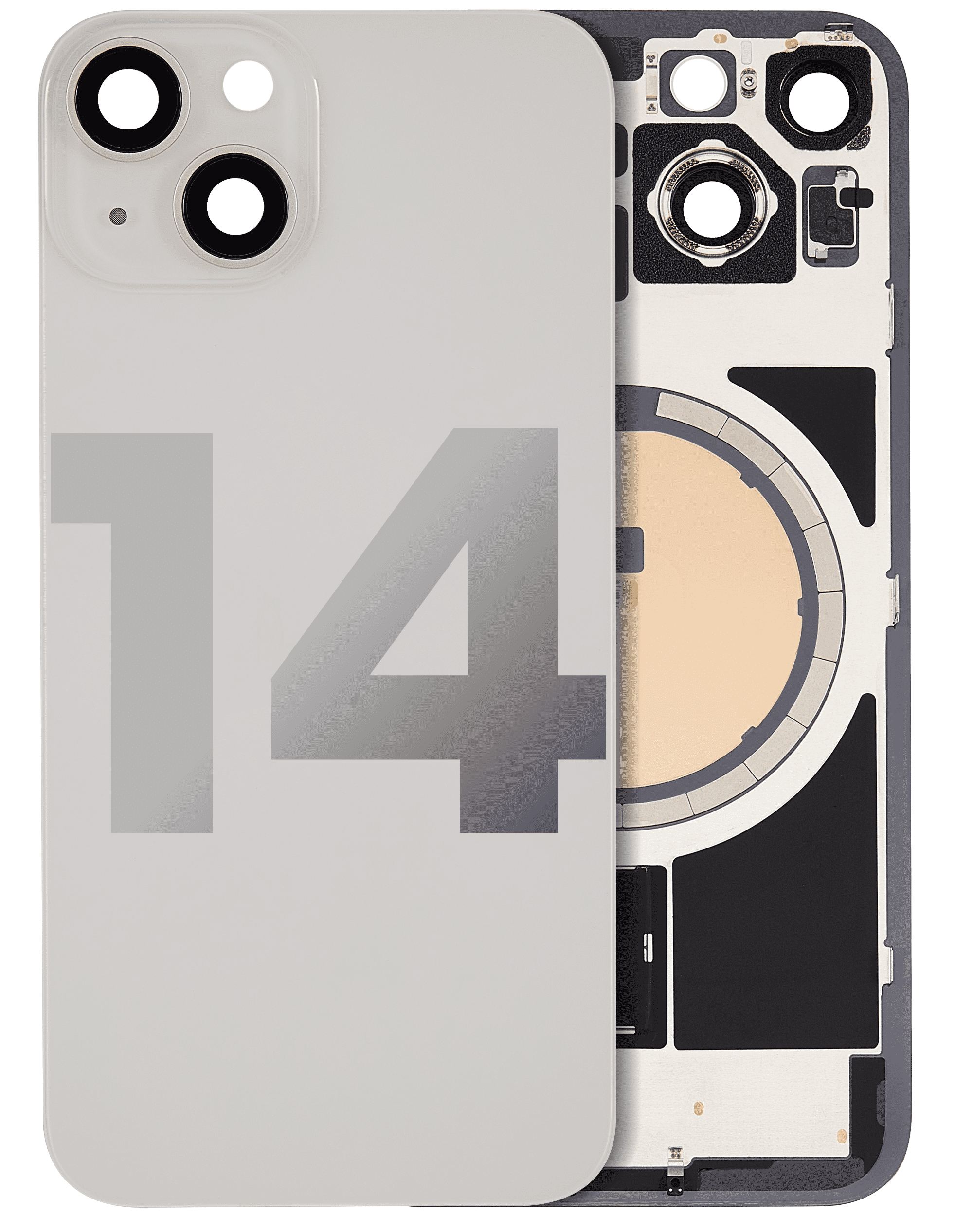 Back Glass w/ MagSafe Magnet For iPhone 14 (Used OEM Pull: Grade A) (Starlight)