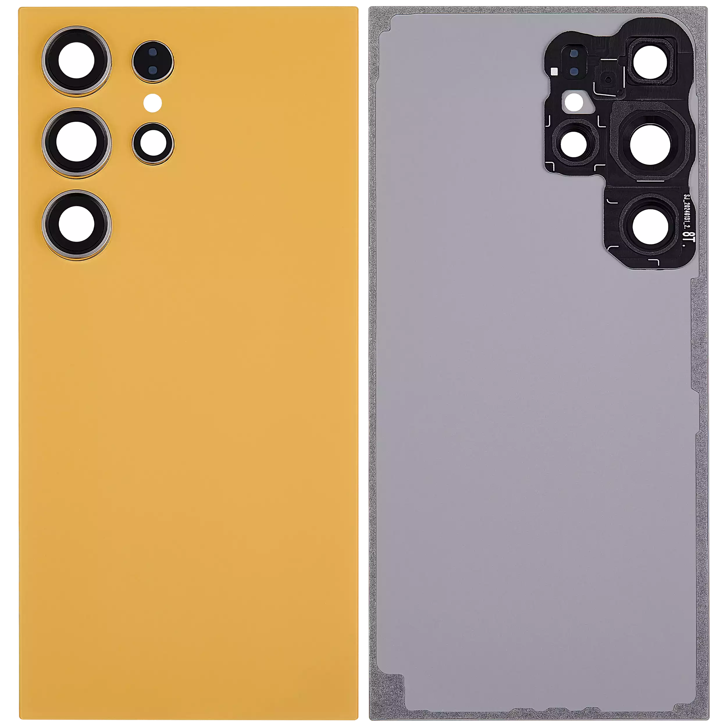 Back Cover Glass With Camera Lens For Samsung Galaxy S24 Ultra 5G (No Logo) (Aftermarket Plus) (Titanium Orange)