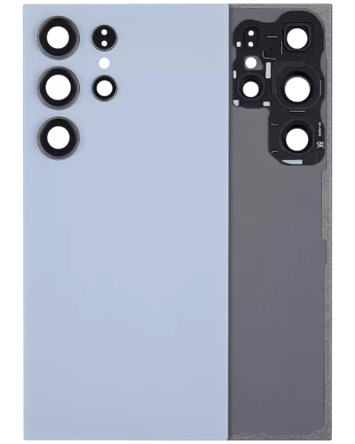 Back Cover Glass With Camera Lens For Samsung Galaxy S24 Ultra 5G (No Logo) (Aftermarket Plus) (Titanium Blue)