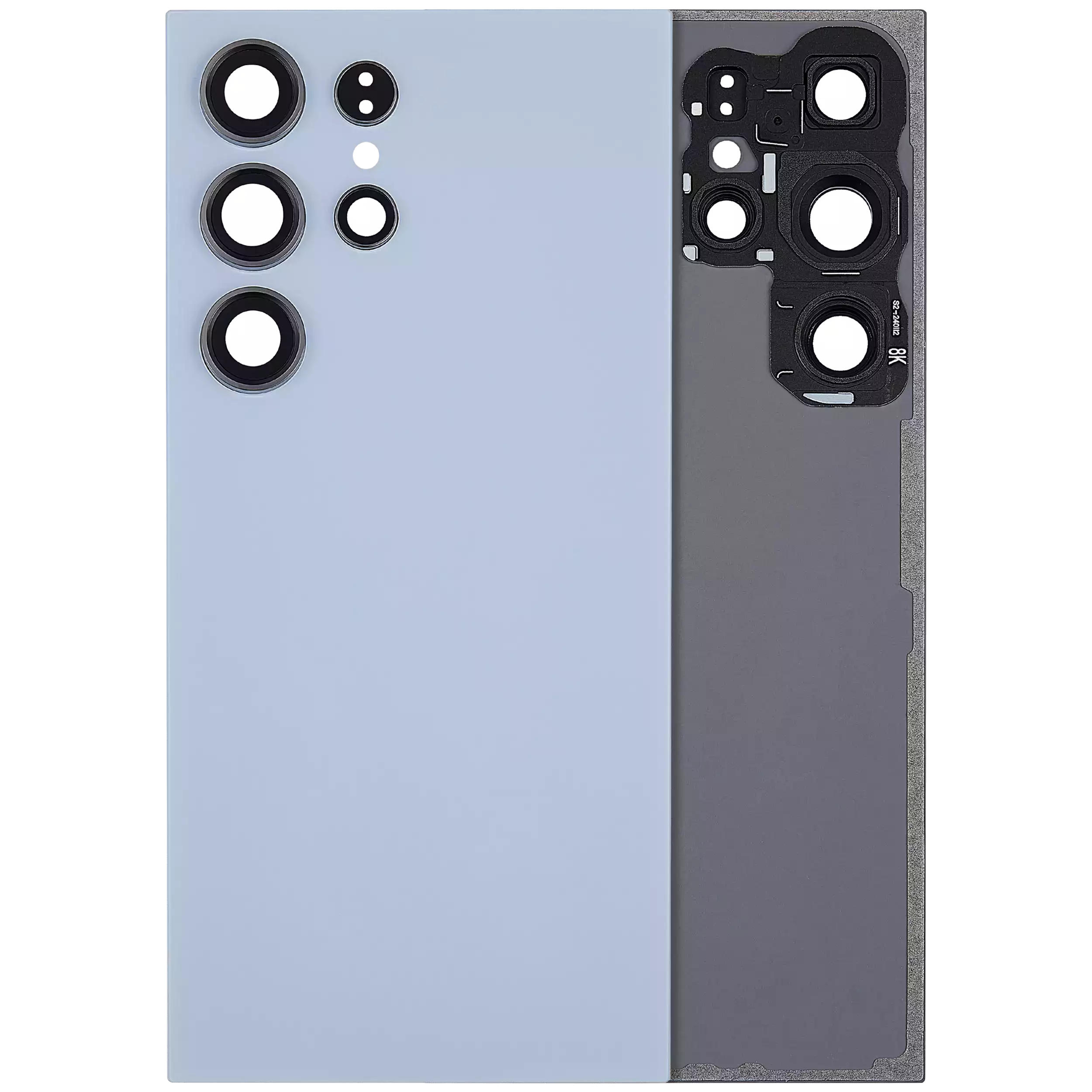 Back Cover Glass With Camera Lens For Samsung Galaxy S24 Ultra 5G (No Logo) (Aftermarket Plus) (Titanium Blue)