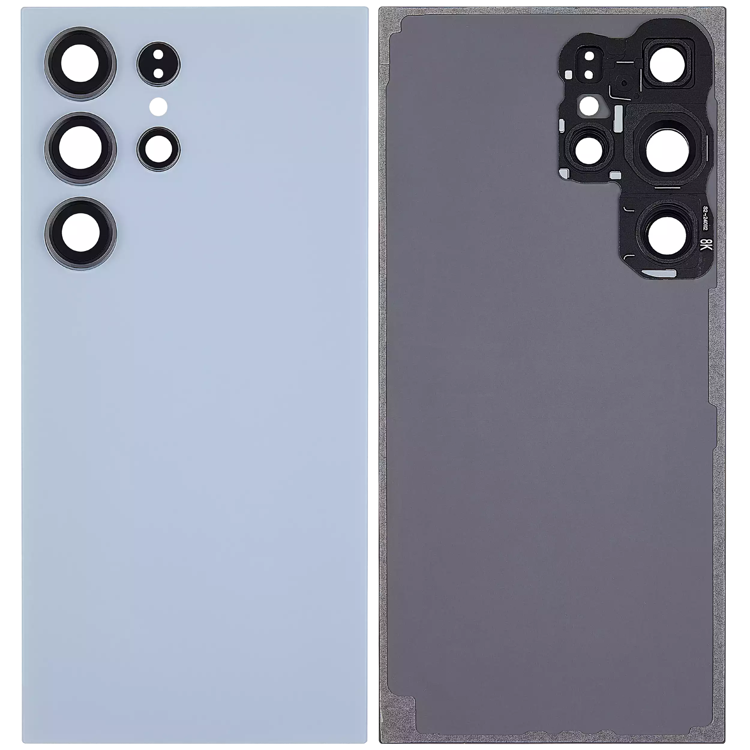 Back Cover Glass With Camera Lens For Samsung Galaxy S24 Ultra 5G (No Logo) (Aftermarket Plus) (Titanium Blue)