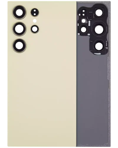 Back Cover Glass With Camera Lens For Samsung Galaxy S24 Ultra 5G (No Logo) (Aftermarket Plus) (Titanium Yellow)