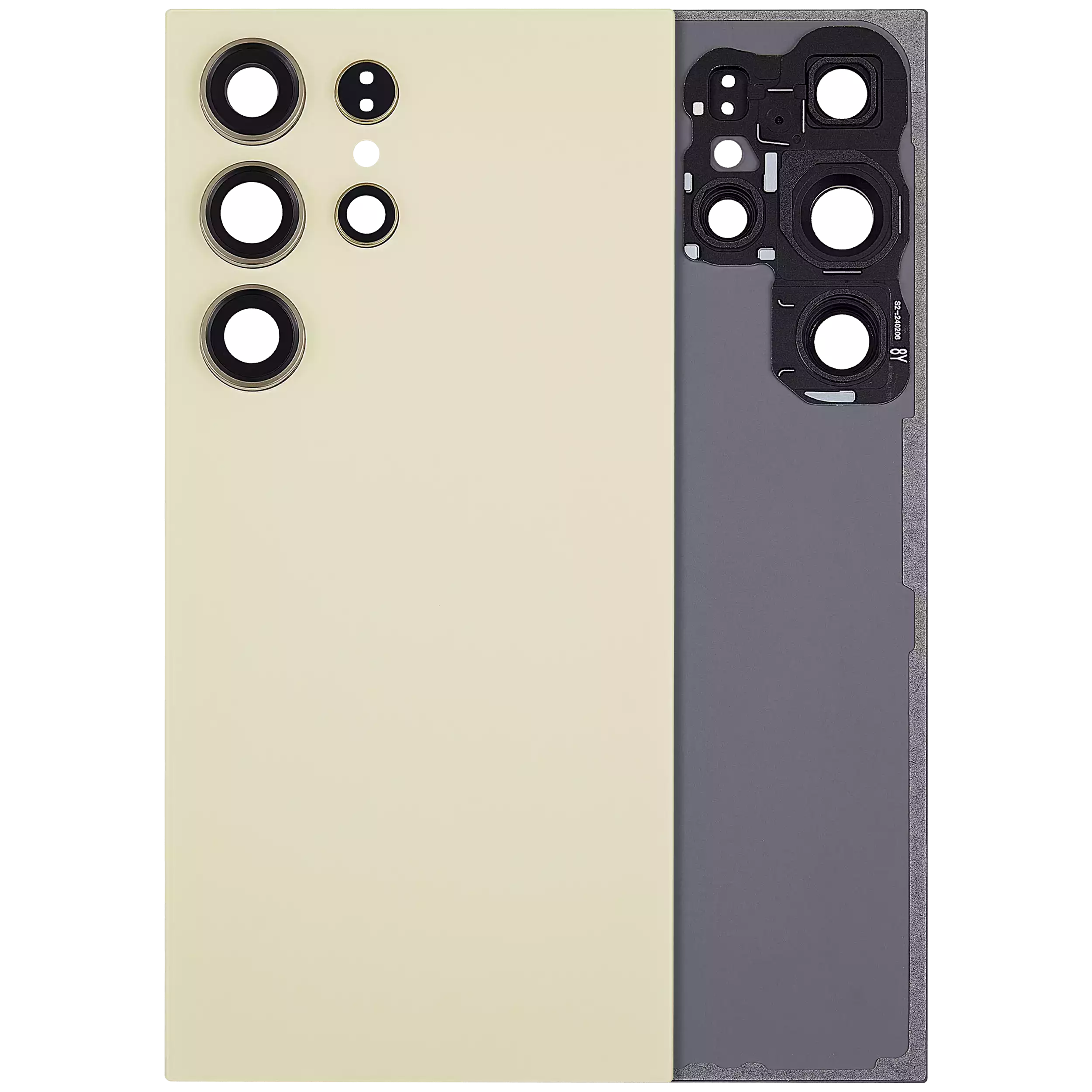 Back Cover Glass With Camera Lens For Samsung Galaxy S24 Ultra 5G (No Logo) (Aftermarket Plus) (Titanium Yellow)