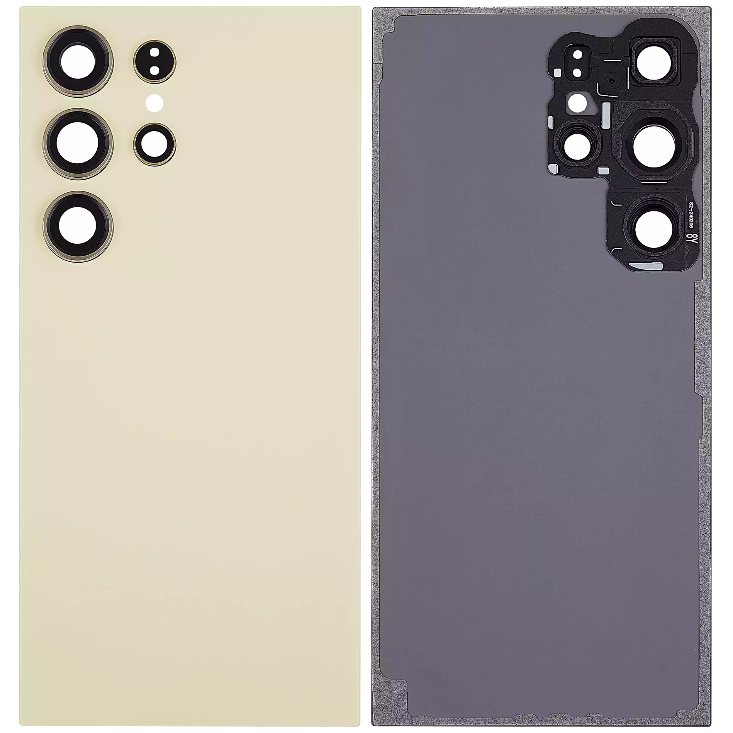 Back Cover Glass With Camera Lens For Samsung Galaxy S24 Ultra 5G (No Logo) (Aftermarket Plus) (Titanium Yellow)