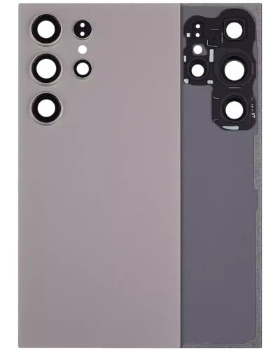 Back Cover Glass With Camera Lens For Samsung Galaxy S24 Ultra 5G (No Logo) (Aftermarket Plus) (Titanium Gray)