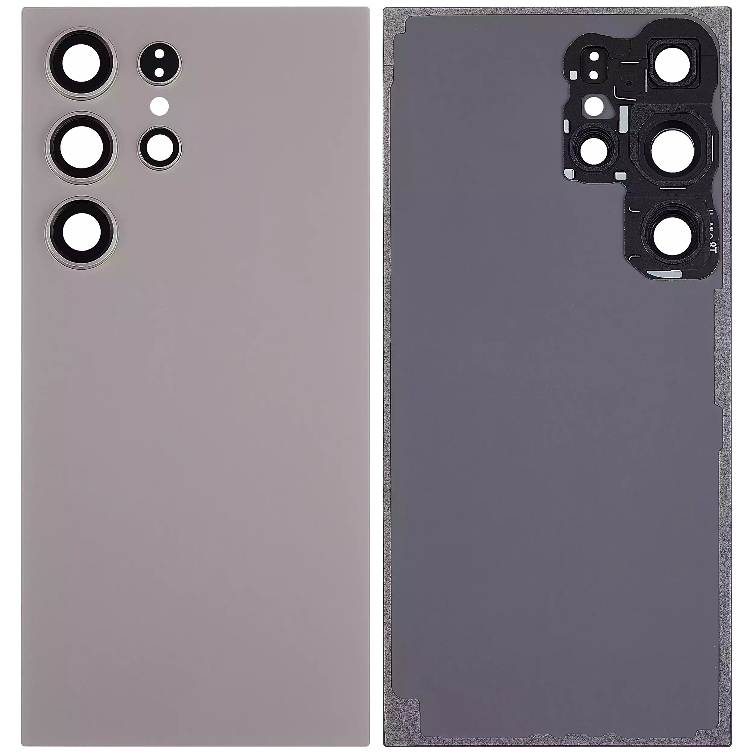 Back Cover Glass With Camera Lens For Samsung Galaxy S24 Ultra 5G (No Logo) (Aftermarket Plus) (Titanium Gray)