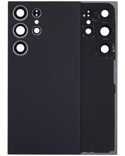 Back Cover Glass With Camera Lens For Samsung Galaxy S24 Ultra 5G (No Logo) (Aftermarket Plus) (Titanium Black)