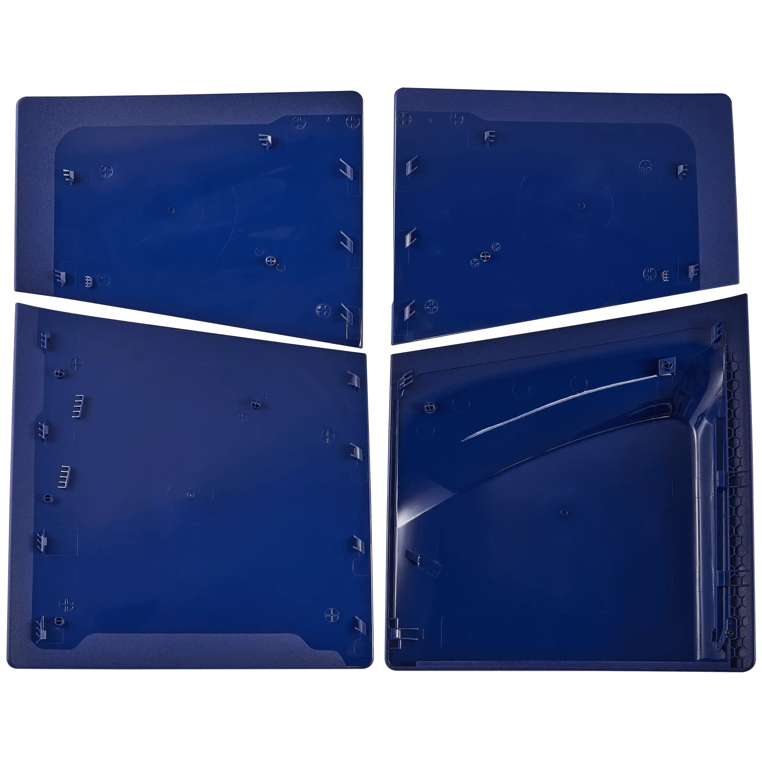 Underside of PS5 Slim Disc Edition faceplate cover showing mounting clips and screw posts