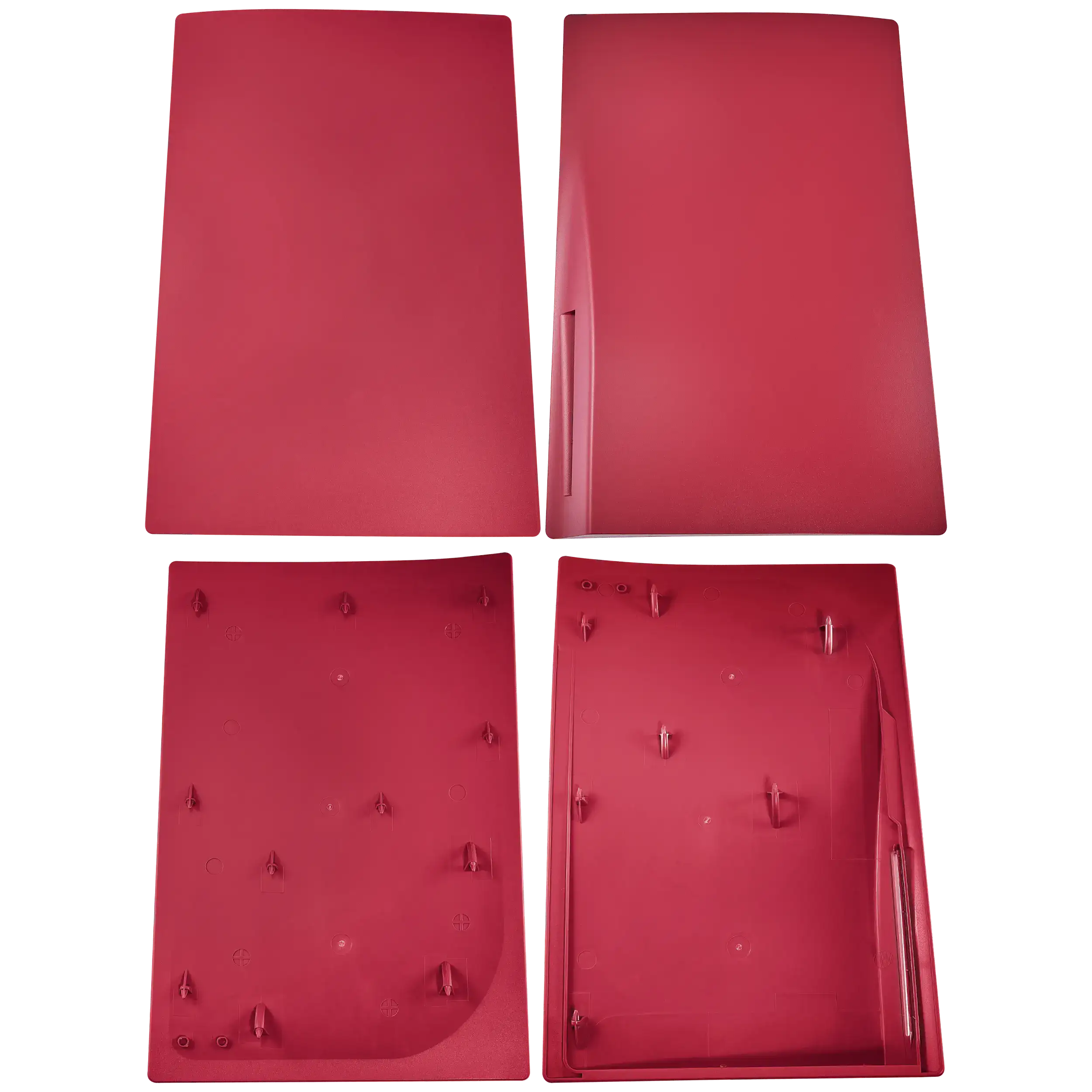 Front view of rose red PS5 faceplate cover set
