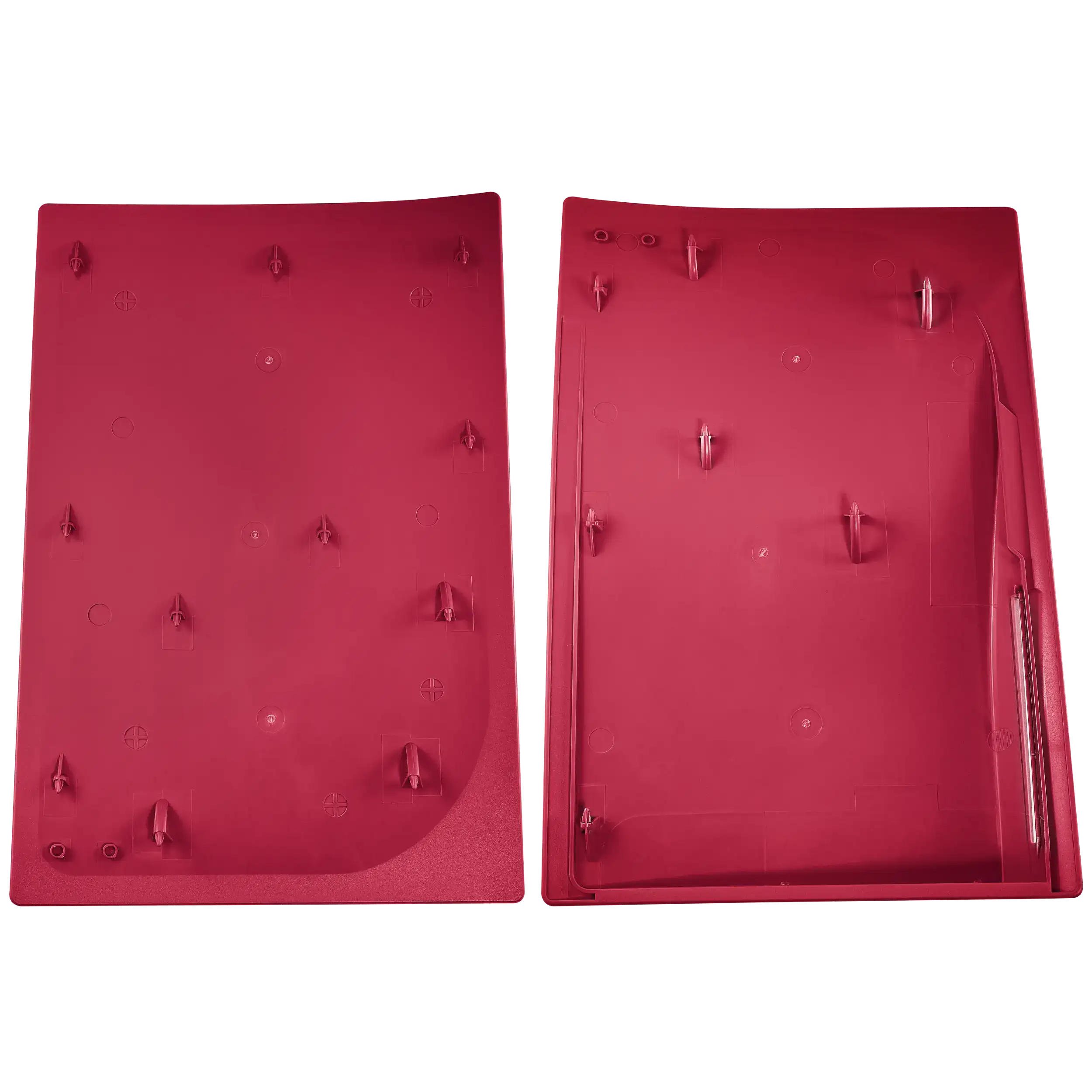Underside of PS5 faceplate cover showing mounting clips and screw posts