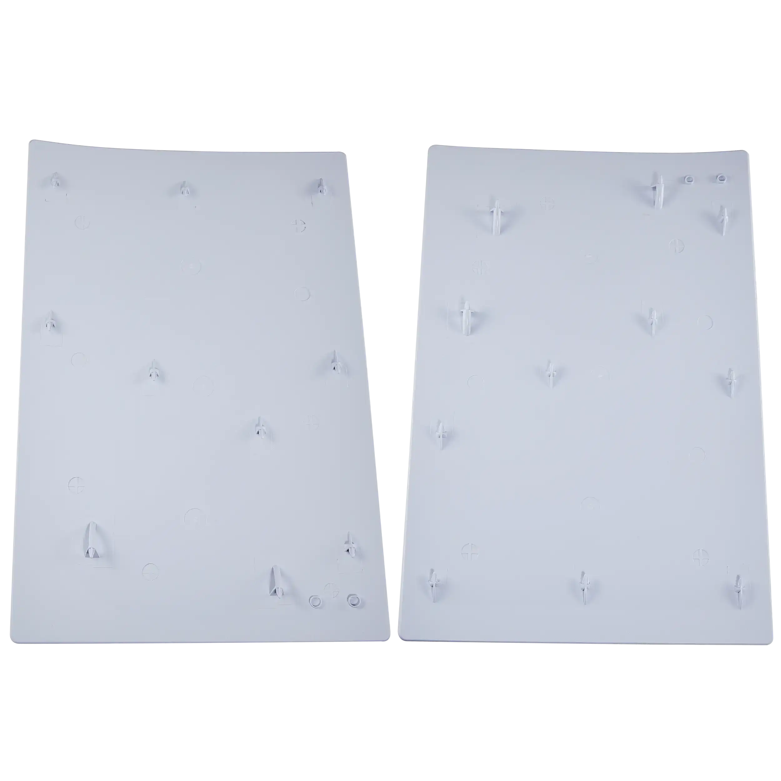 Underside of white PS5 faceplate cover showing mounting clips