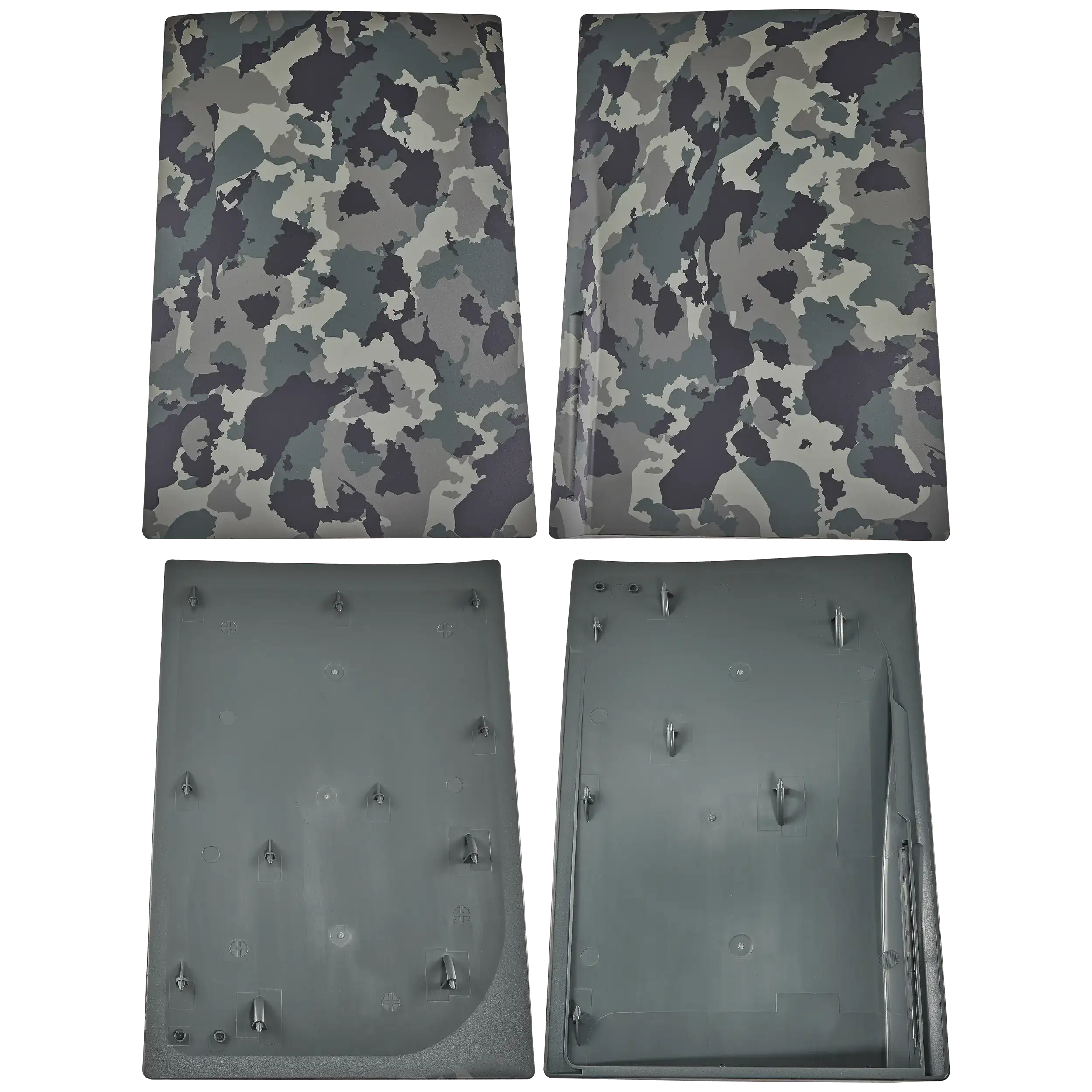 Front view of grey camouflage PS5 faceplate cover set