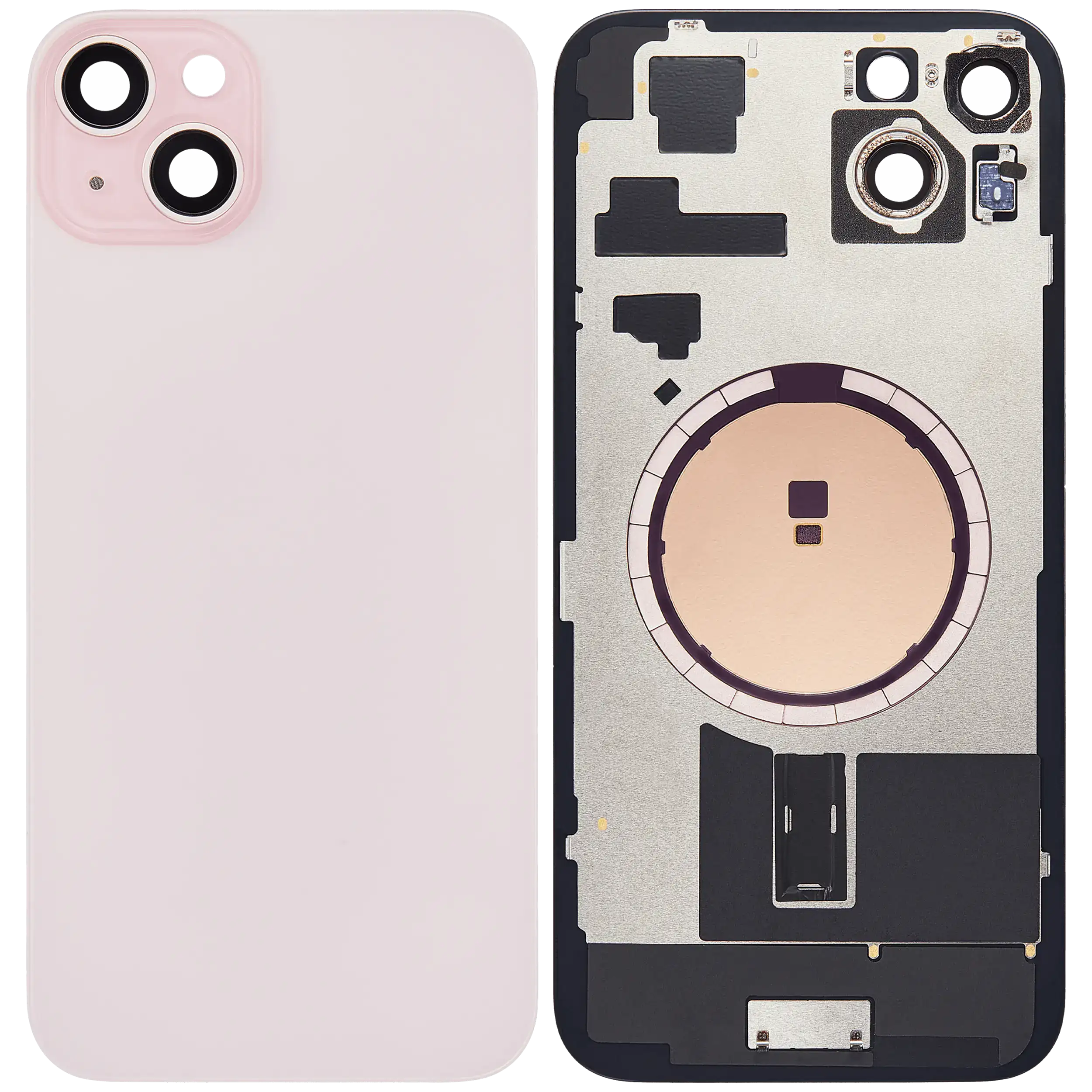Back Glass w/ MagSafe Magnet For iPhone 15 Plus (No Logo) (Aftermarket) (Pink)