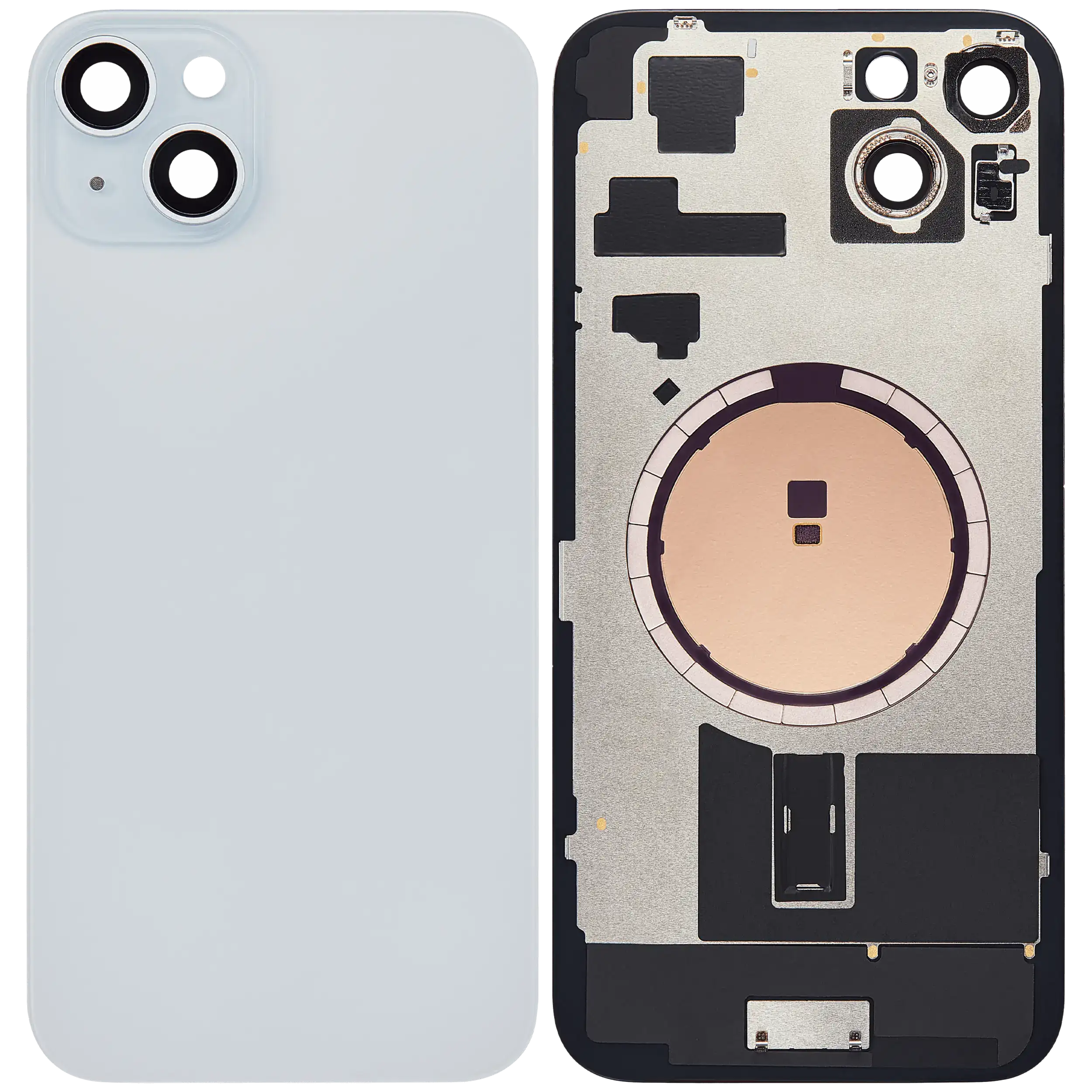 Back Glass w/ MagSafe Magnet For iPhone 15 Plus (No Logo) (Aftermarket) (Blue)