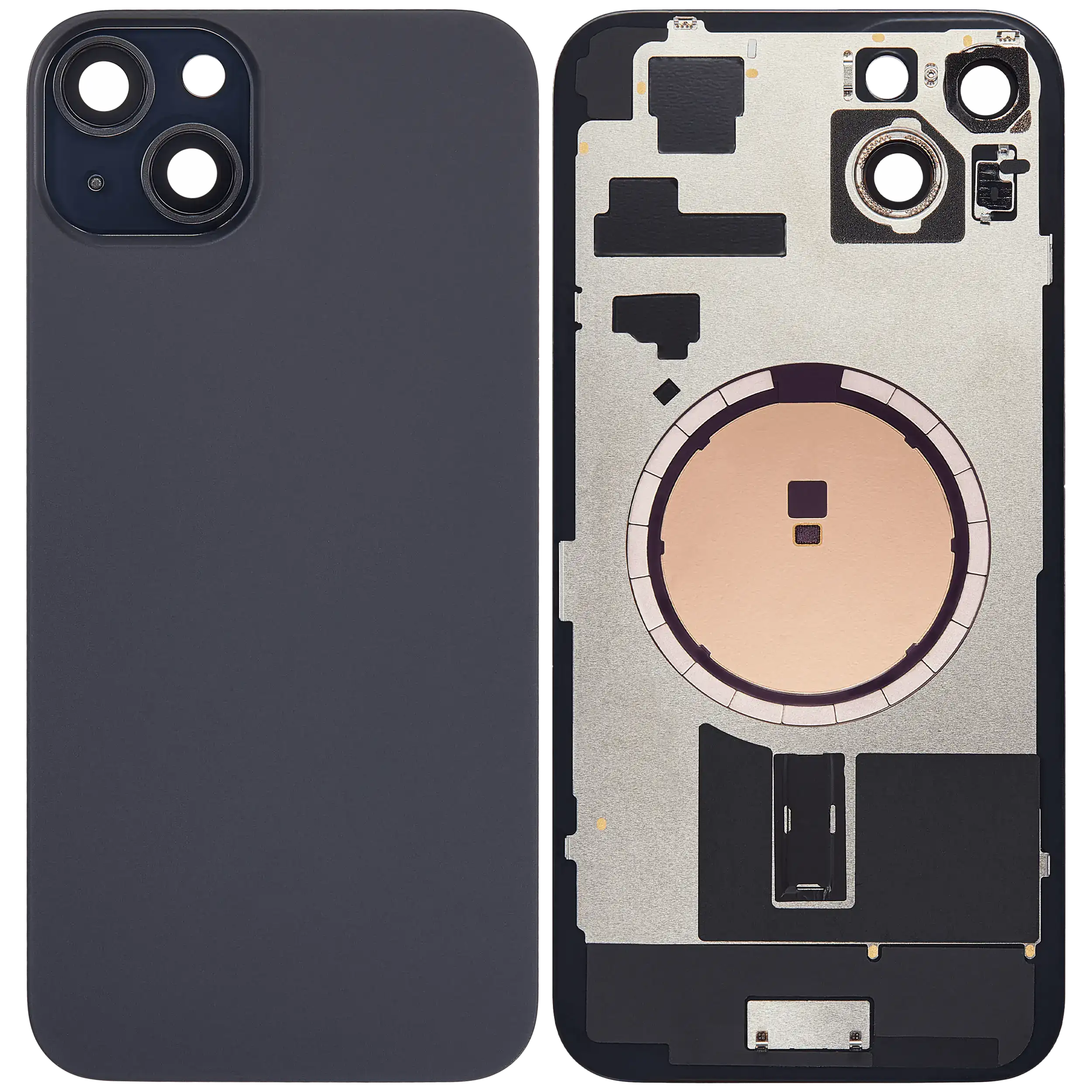 Back Glass w/ MagSafe Magnet For iPhone 15 Plus (No Logo) (Aftermarket) (Black)