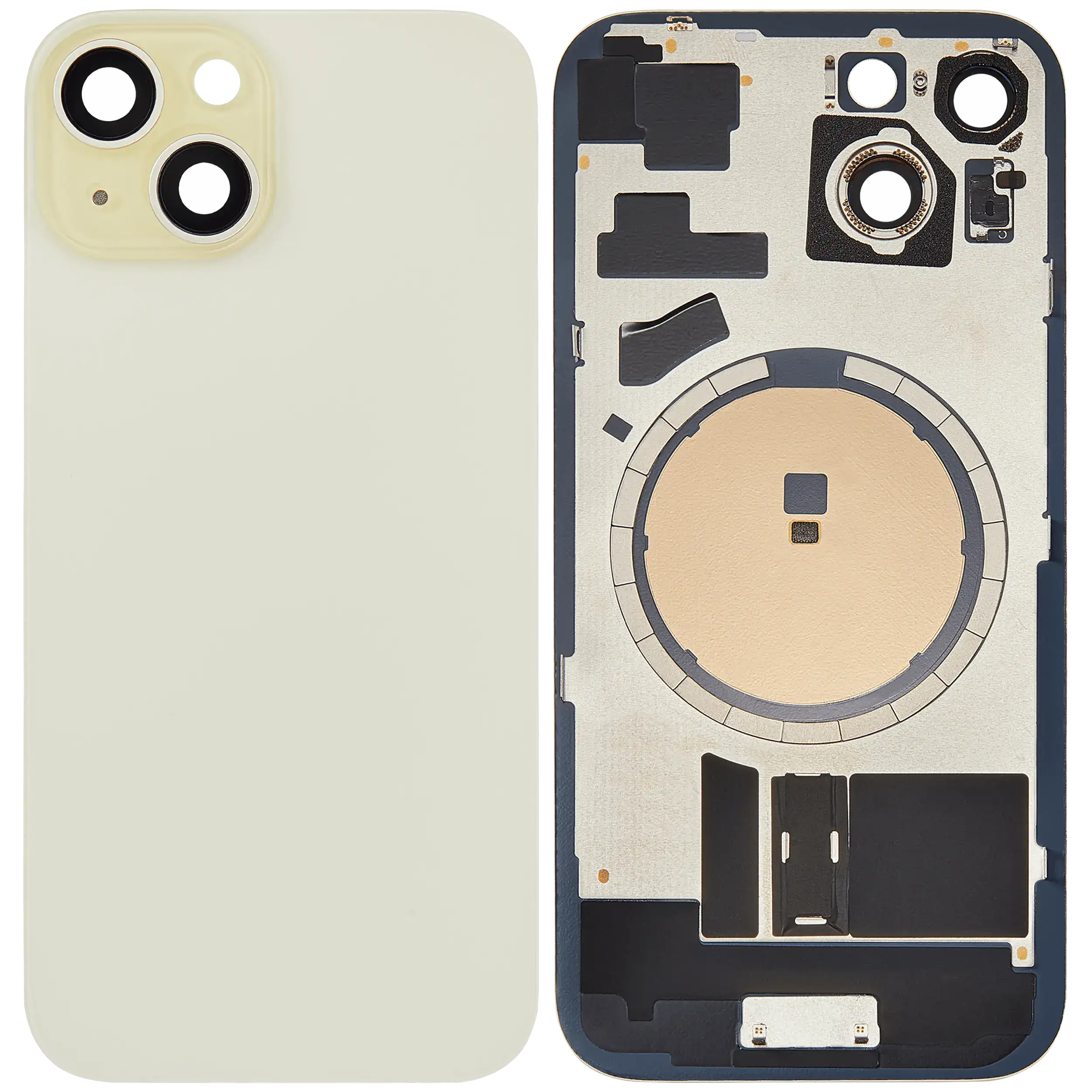 Back Glass w/ MagSafe Magnet For iPhone 15 (No Logo) (Aftermarket) (Yellow)
