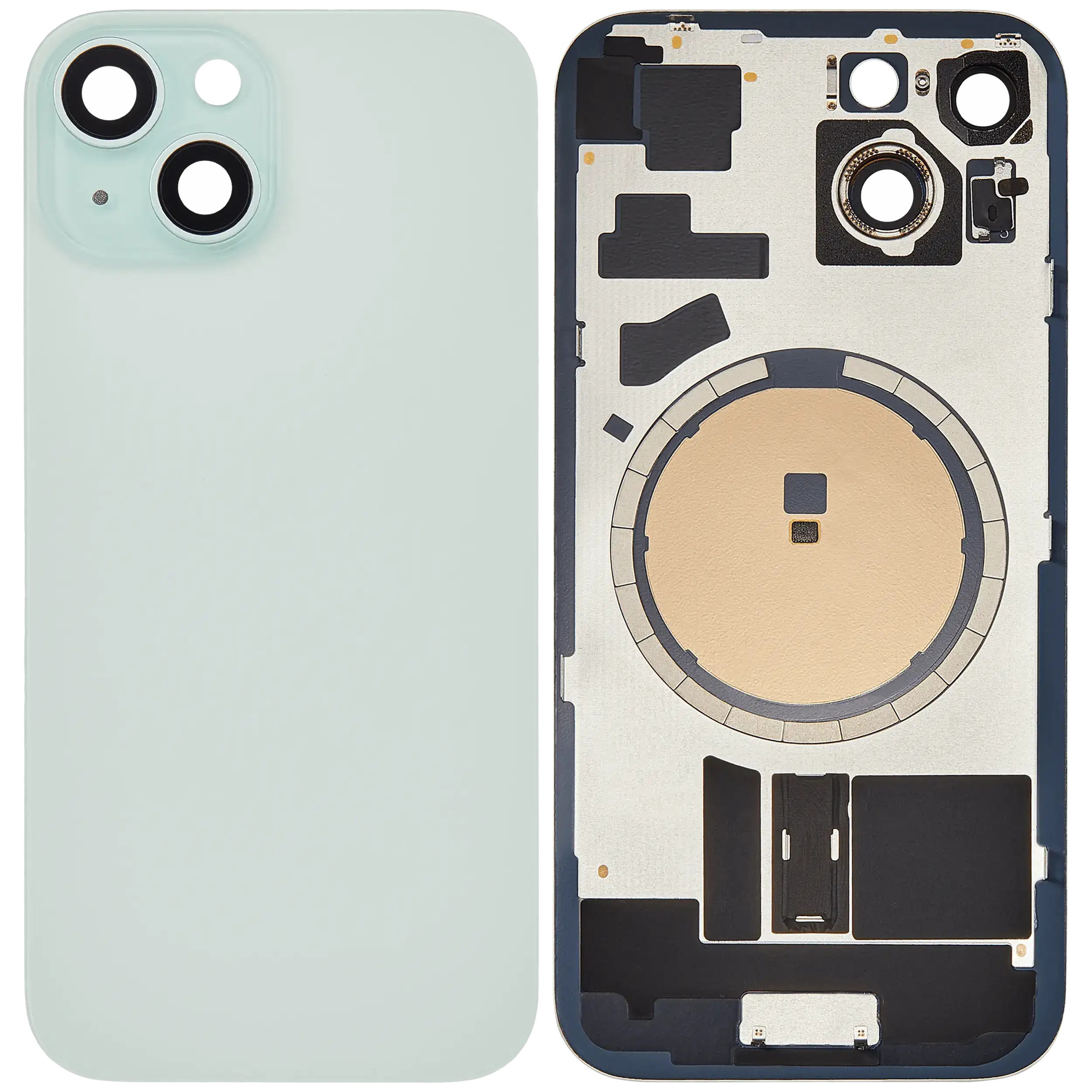 Back Glass w/ MagSafe Magnet For iPhone 15 (No Logo) (Aftermarket) (Green)