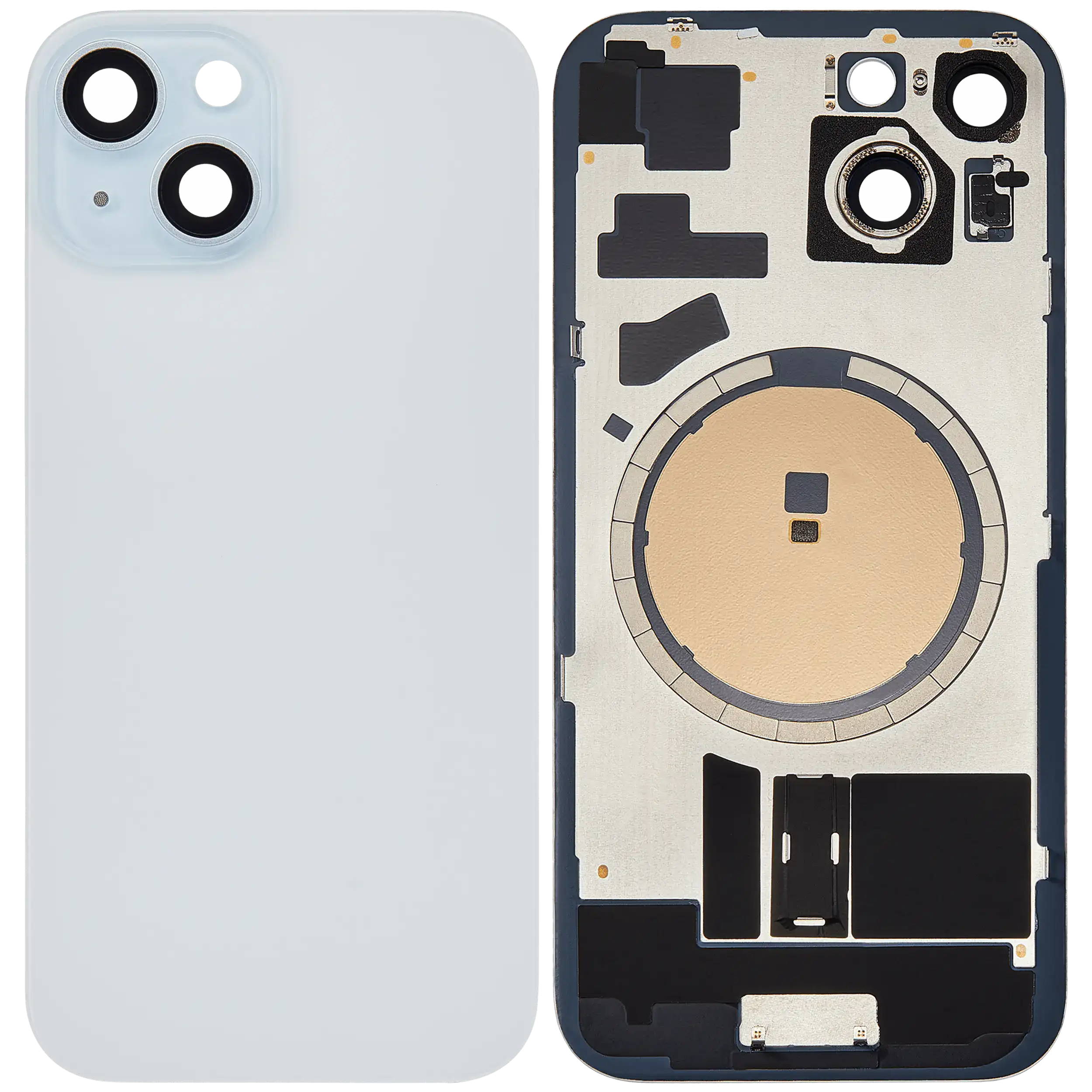 Back Glass w/ MagSafe Magnet For iPhone 15 (No Logo) (Aftermarket) (Blue)
