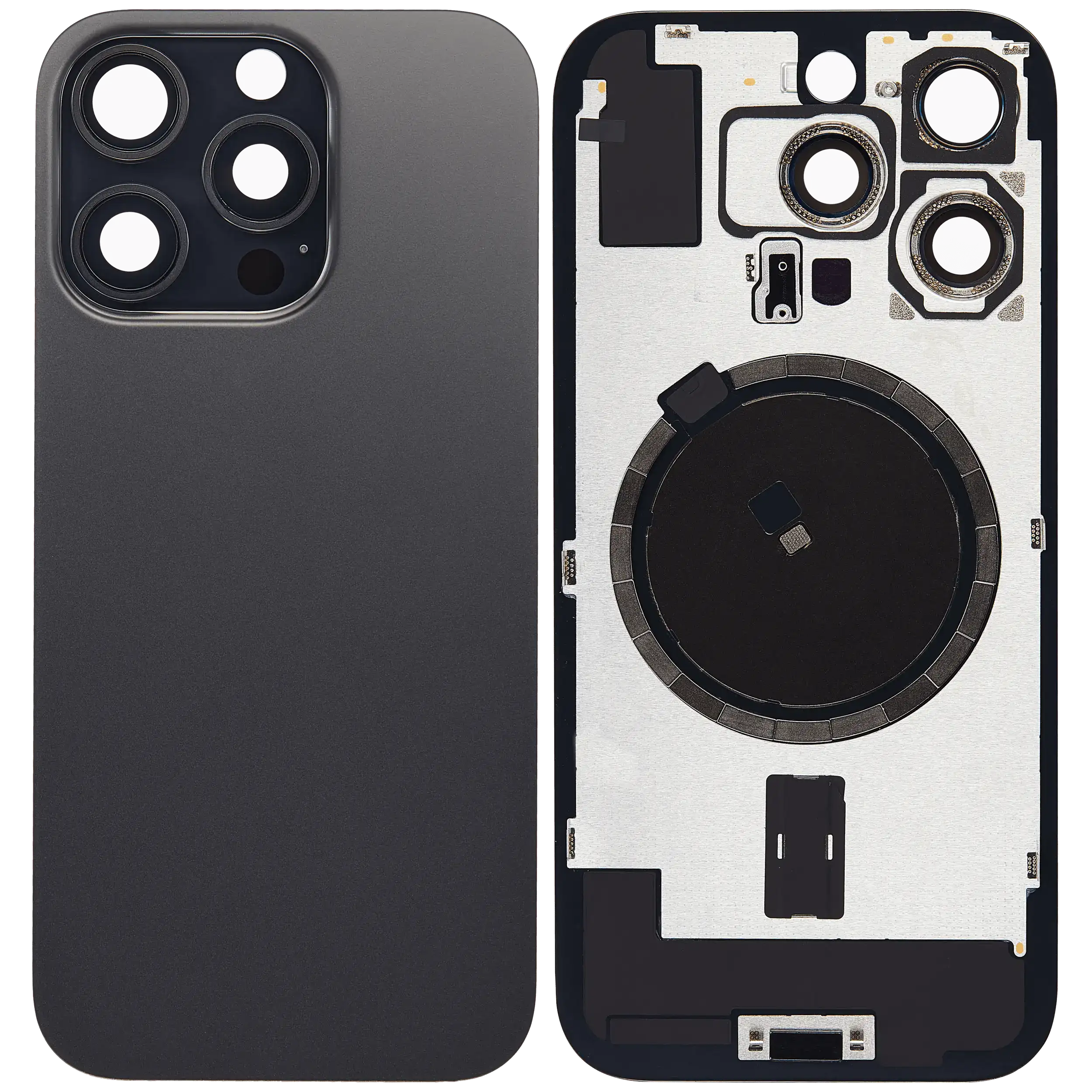 Back Glass w/ MagSafe Magnet For iPhone 16 Pro (No Logo) (Aftermarket) (Black Titanium)