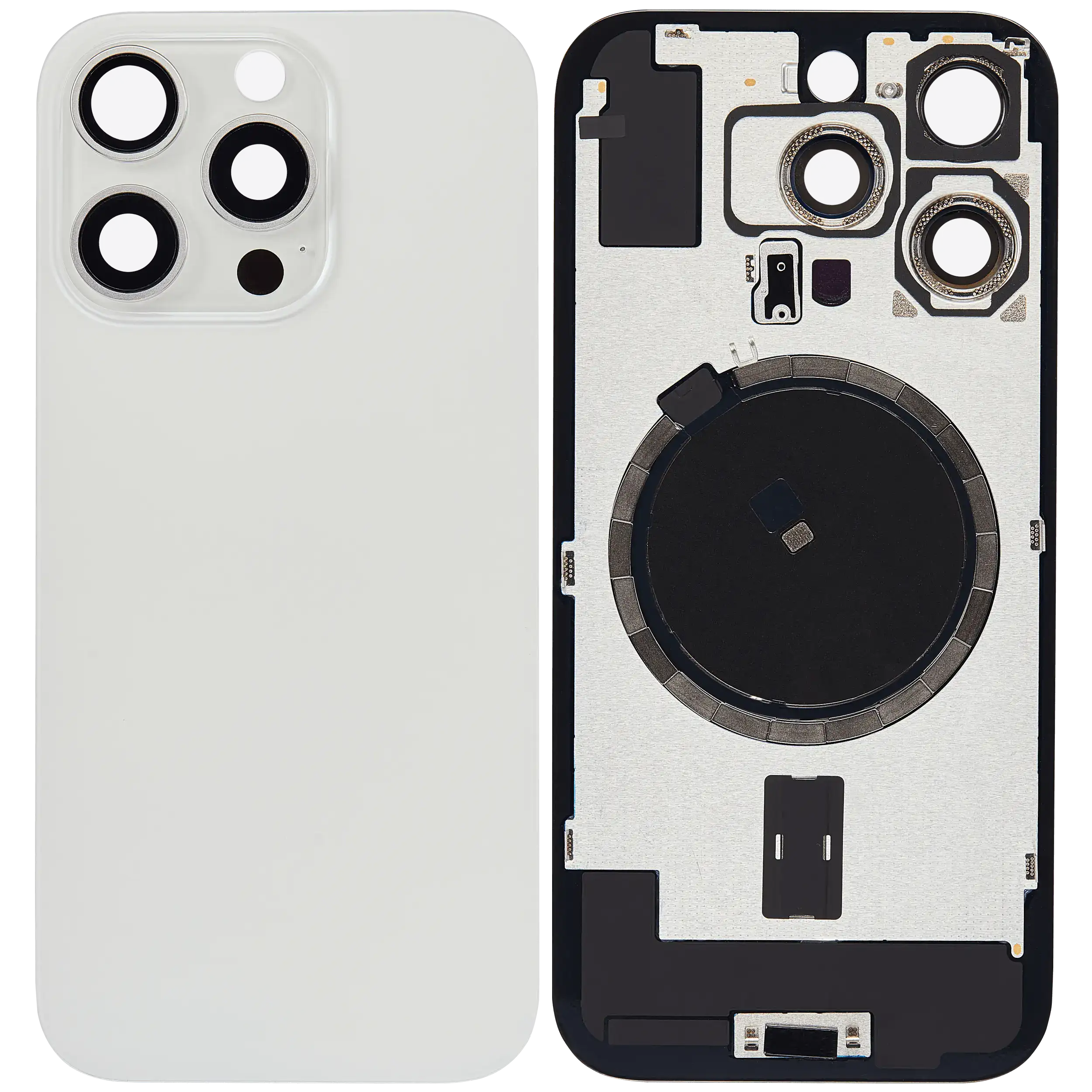 Back Glass w/ MagSafe Magnet For iPhone 16 Pro (No Logo) (Aftermarket) (White Titanium)