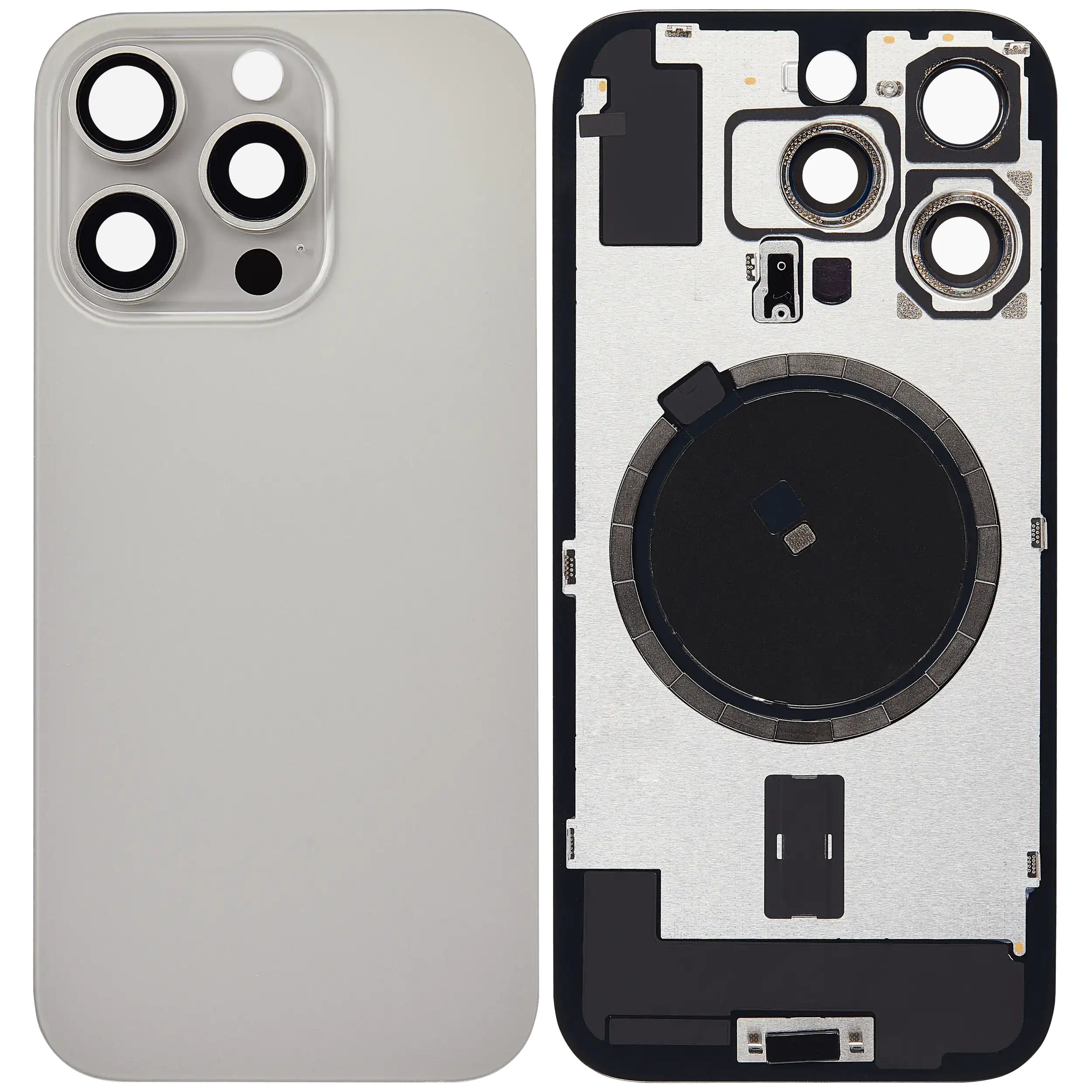 Back Glass w/ MagSafe Magnet For iPhone 16 Pro (No Logo) (Aftermarket) (Natural Titanium)