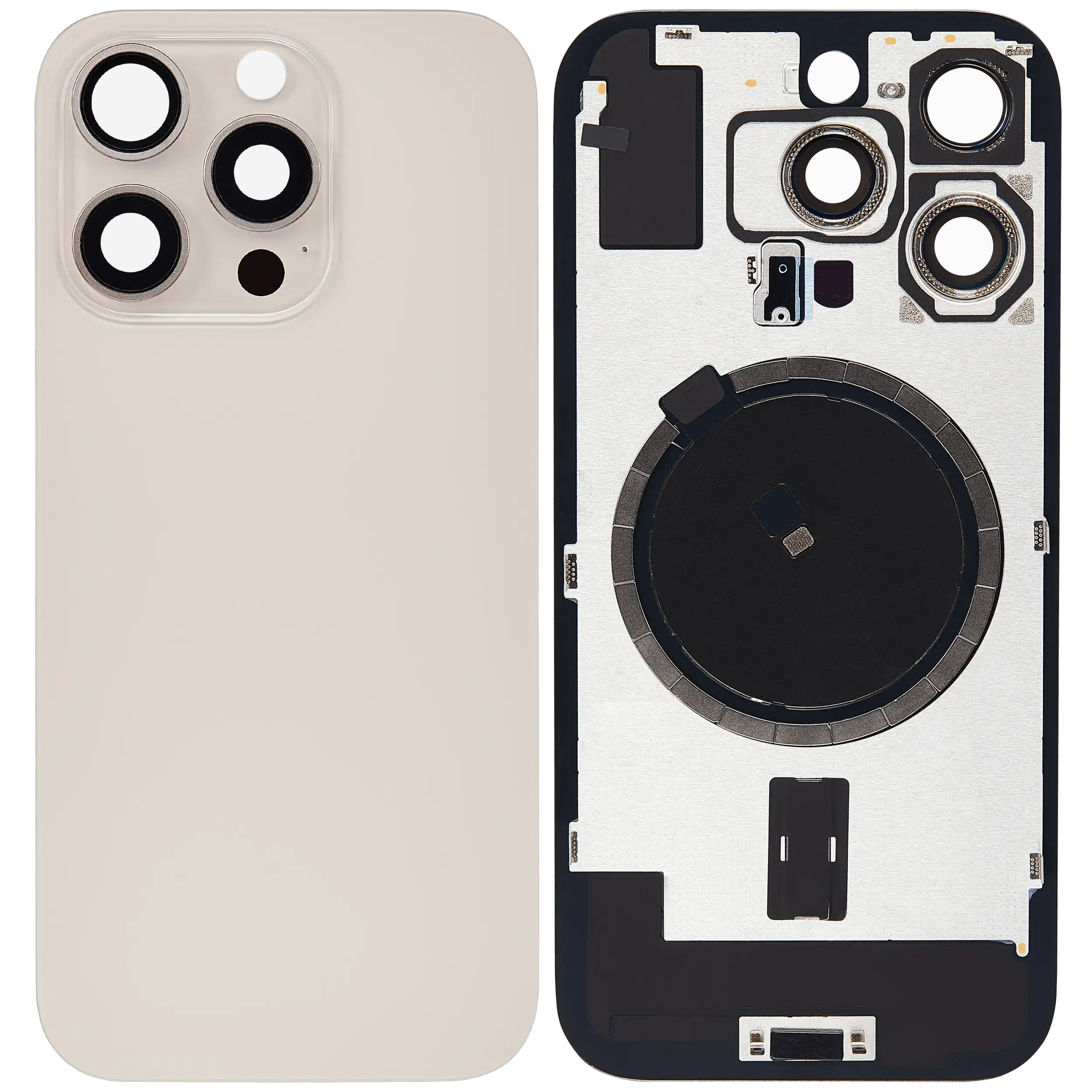 Back Glass w/ MagSafe Magnet For iPhone 16 Pro (No Logo) (Aftermarket) (Desert Titanium)
