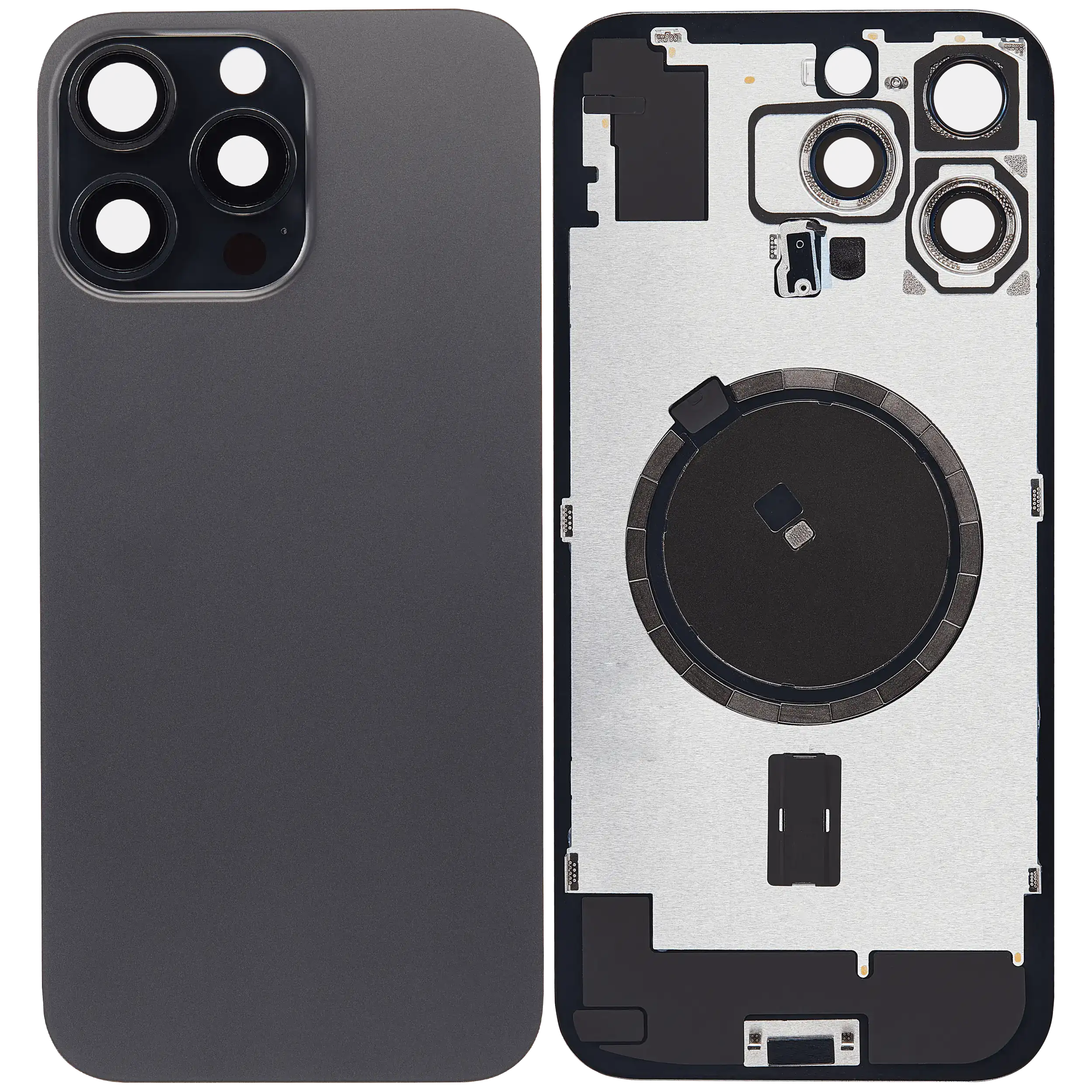 Back Glass w/ MagSafe Magnet For iPhone 16 Pro Max (No Logo) (Aftermarket) (Black Titanium)