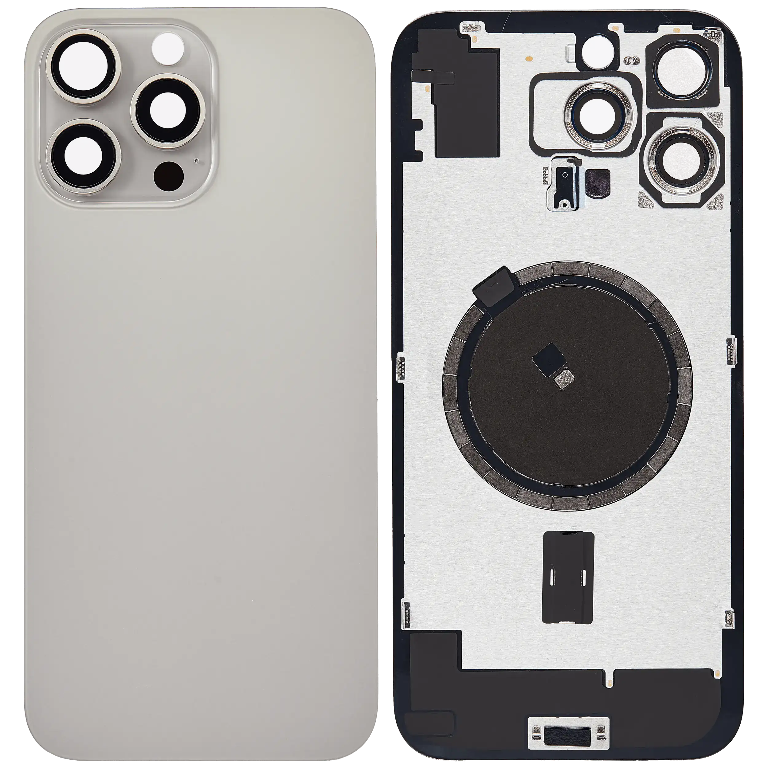 Back Glass w/ MagSafe Magnet For iPhone 16 Pro Max (No Logo) (Aftermarket) (Natural Titanium)