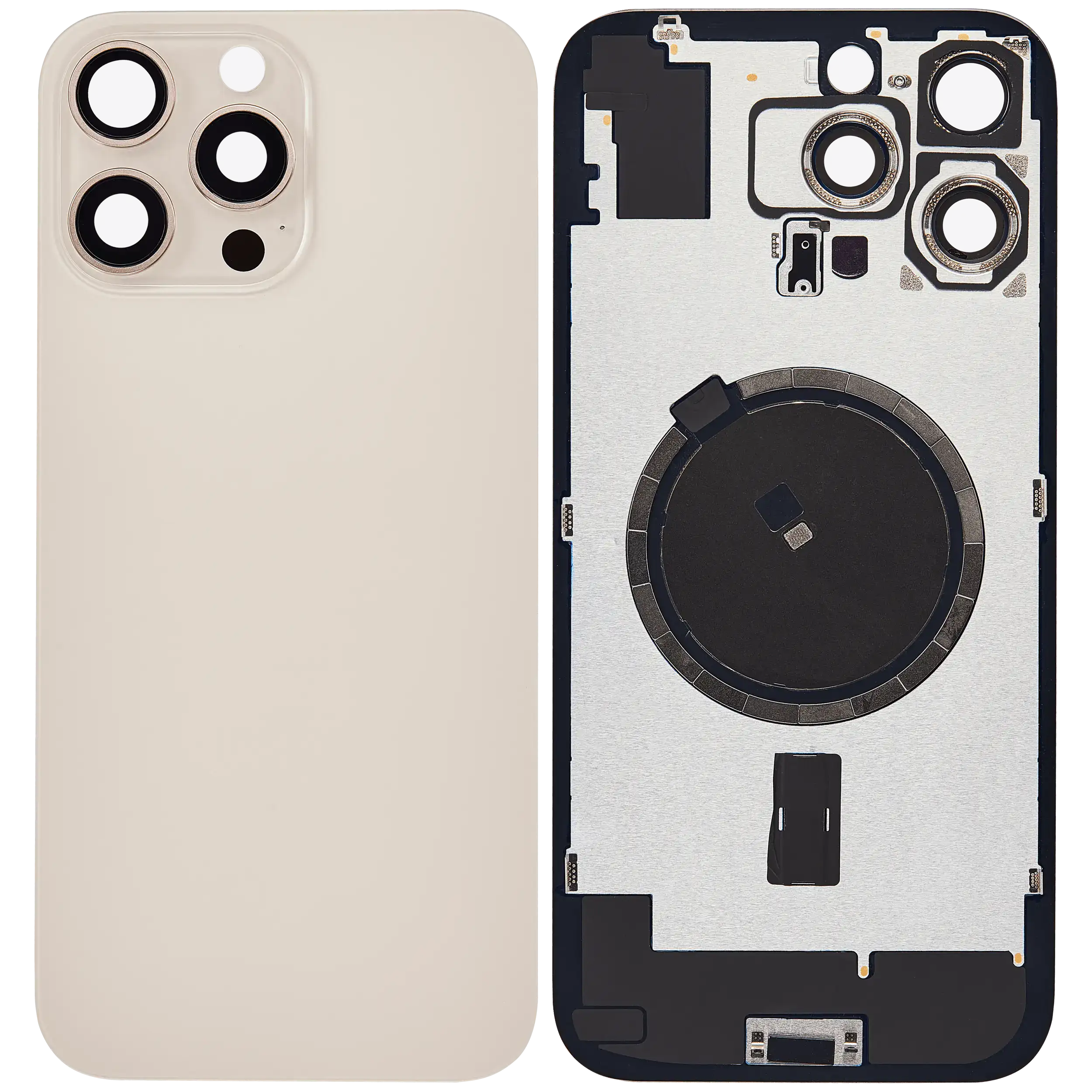 Back Glass w/ MagSafe Magnet For iPhone 16 Pro Max (No Logo) (Aftermarket) (Desert Titanium)