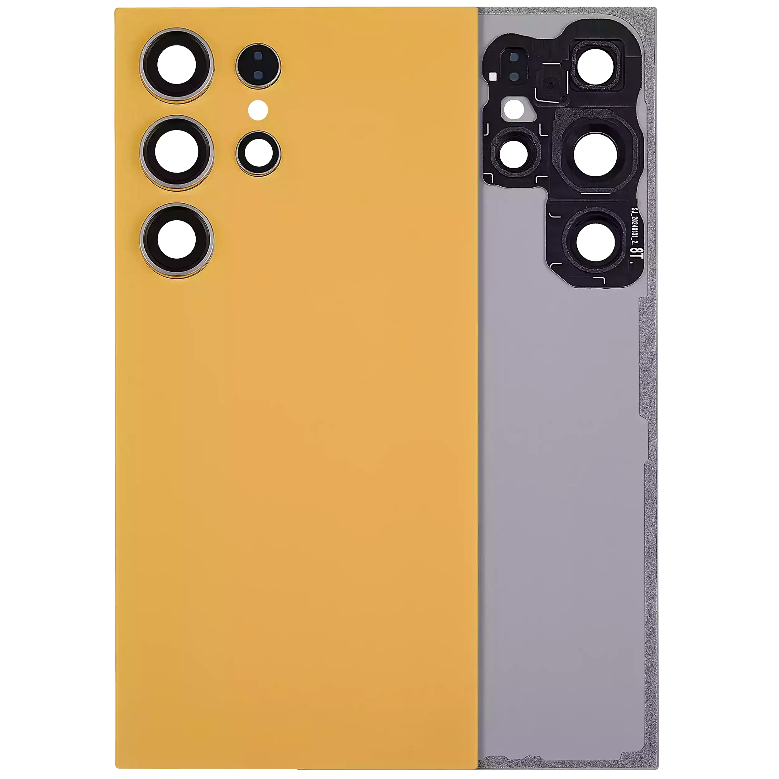 Back Cover Glass With Camera Lens For Samsung Galaxy S24 Ultra 5G (No Logo) (Aftermarket Plus) (Titanium Orange)