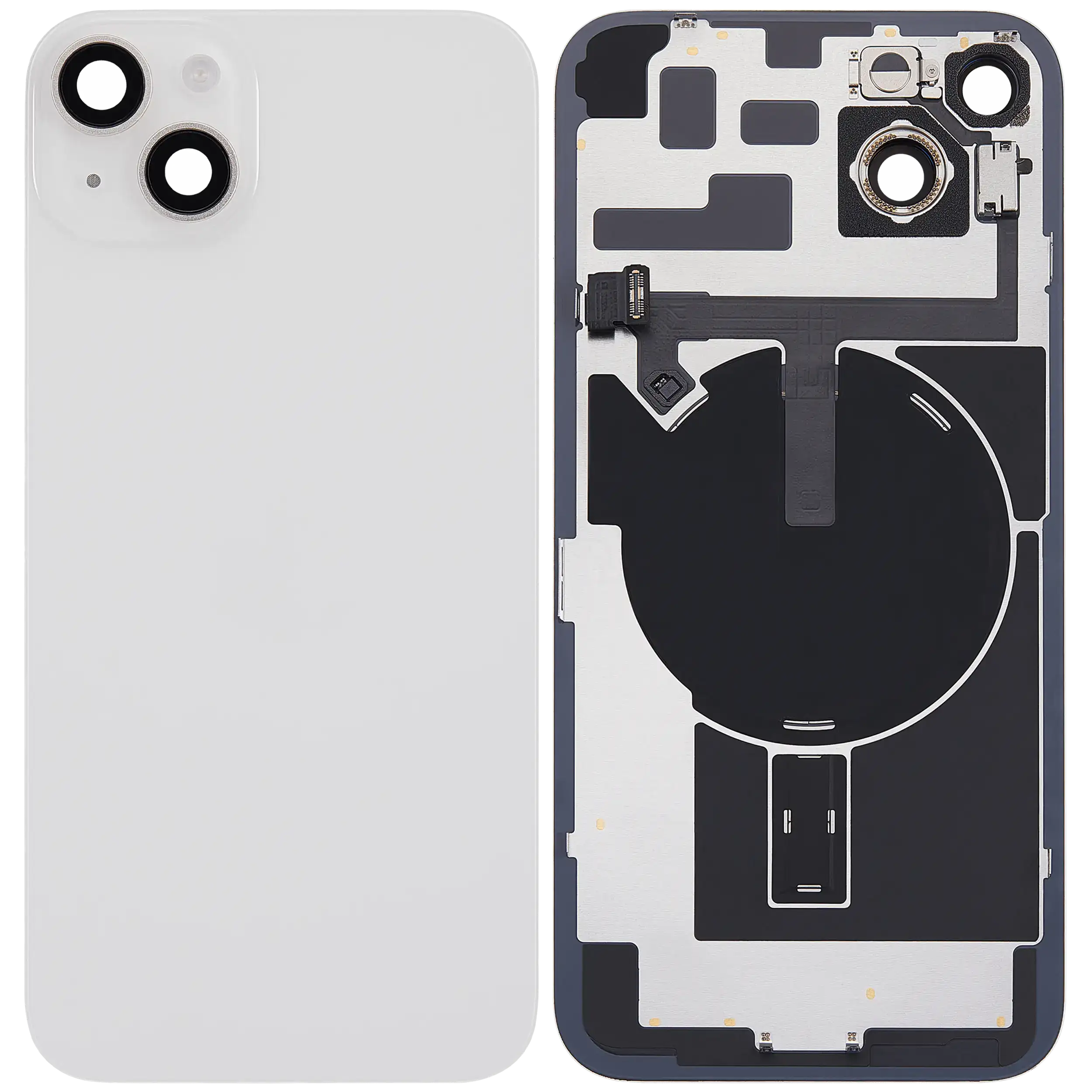 Back Glass w/ MagSafe Magnet & NFC & Flashlight Flex For iPhone 14 Plus (Used OEM Pull: Grade A) (Starlight)