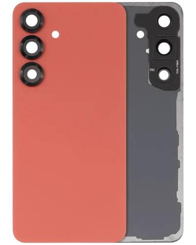 Back Cover Glass With Camera Lens For Samsung Galaxy S25 5G (No Logo) (Aftermarket Plus) (Coral Red)