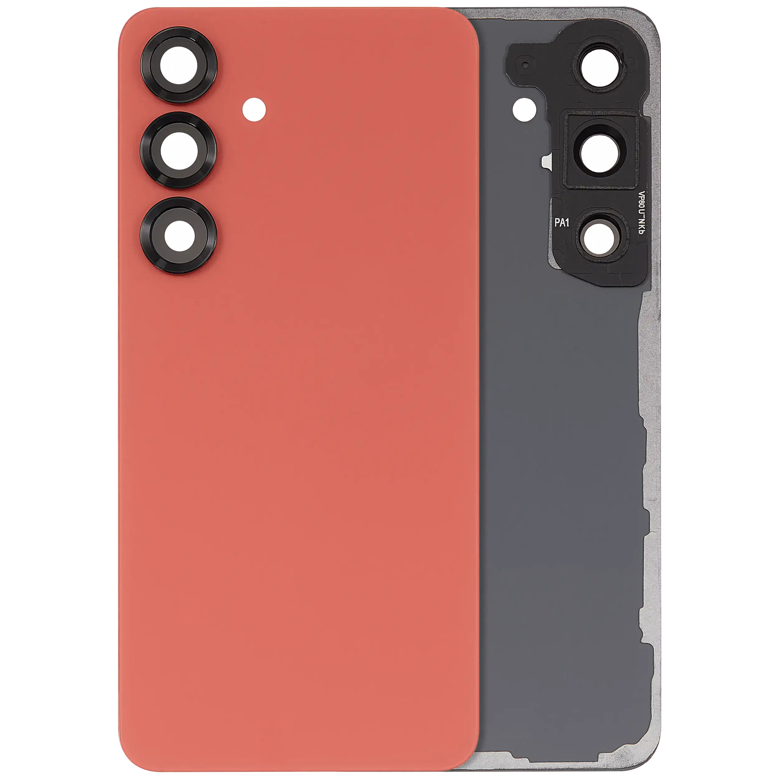Back Cover Glass With Camera Lens For Samsung Galaxy S25 5G (No Logo) (Aftermarket Plus) (Coral Red)