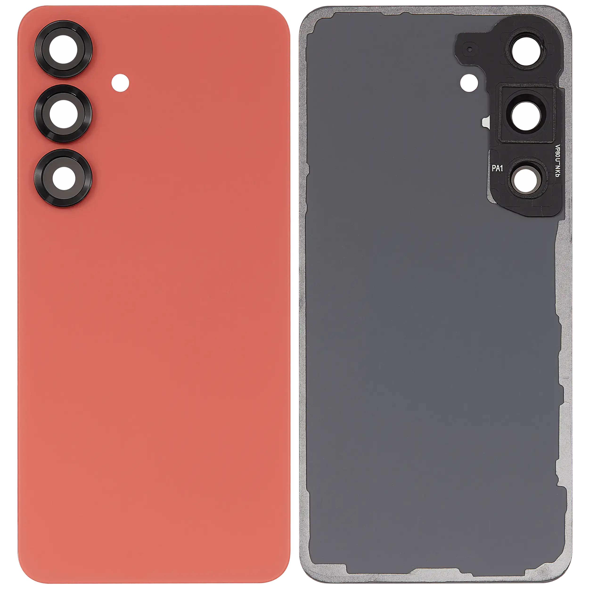 Back Cover Glass With Camera Lens For Samsung Galaxy S25 5G (No Logo) (Aftermarket Plus) (Coral Red)