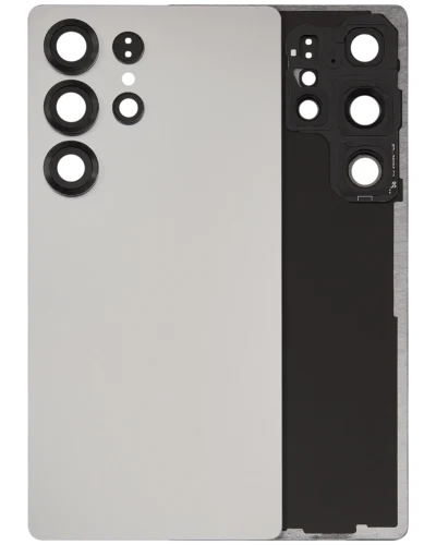 Back Cover Glass With Camera Lens For Samsung Galaxy S25 Ultra 5G (No Logo) (Aftermarket Plus) (Titanium White Silver)