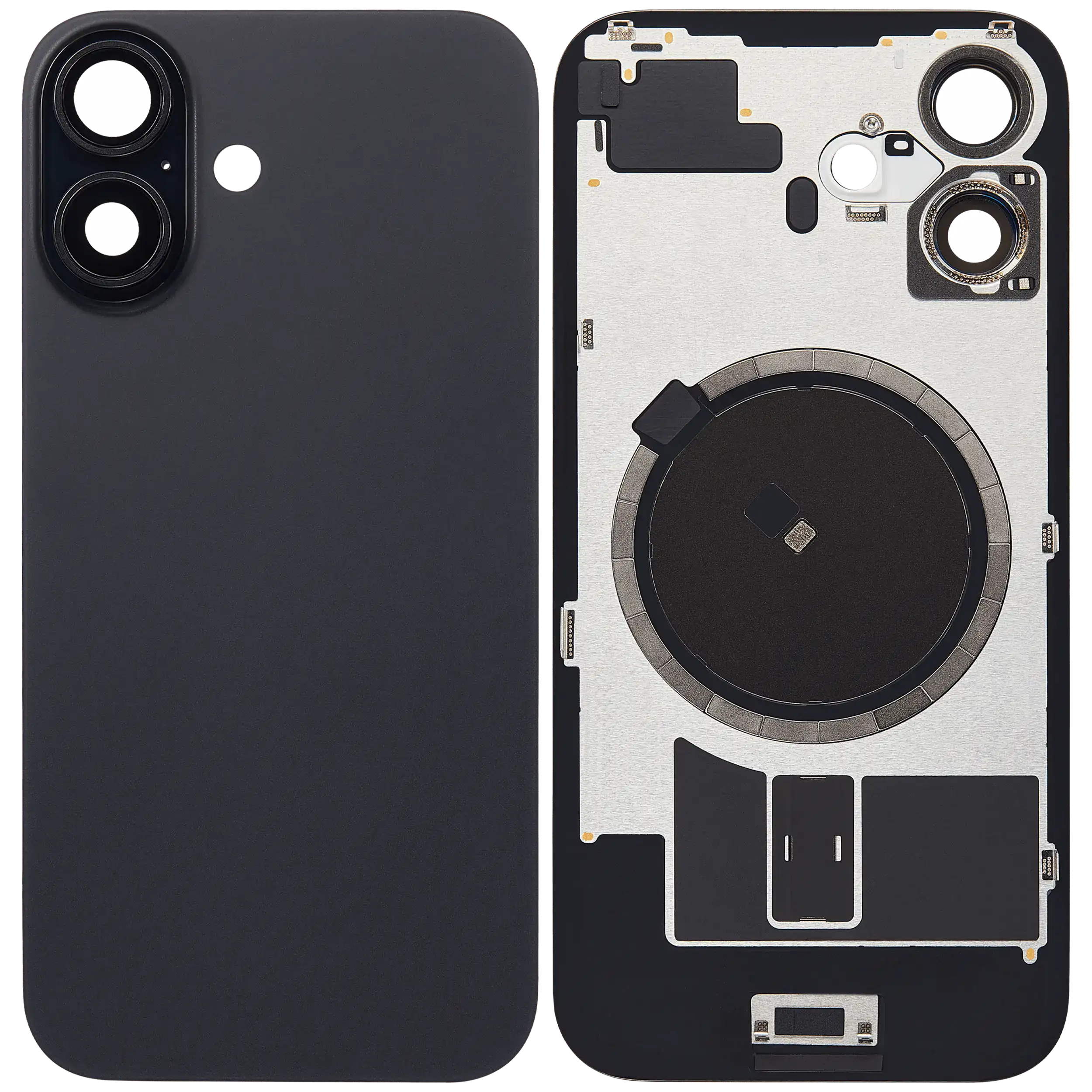 Back Glass w/ MagSafe Magnet For iPhone 16 (No Logo) (Aftermarket) (Black)