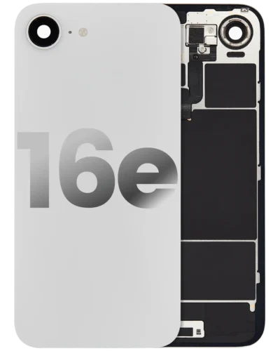 Back Glass With Steel Plate With Wireless NFC Charging MagSafe Magnet & Flashlight Flex For iPhone 16e (Used OEM Pull: Grade A) (White)