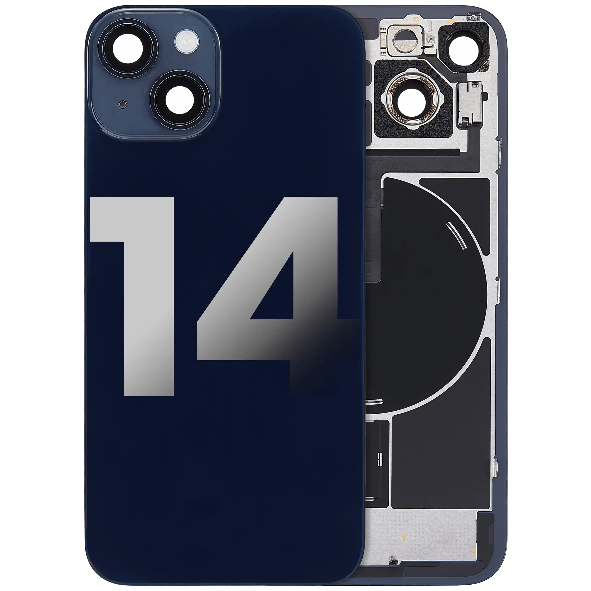 Back Glass w/ MagSafe Magnet & NFC & Flashlight Flex For iPhone 14 (Used OEM Pull: Grade B) (Midnight)