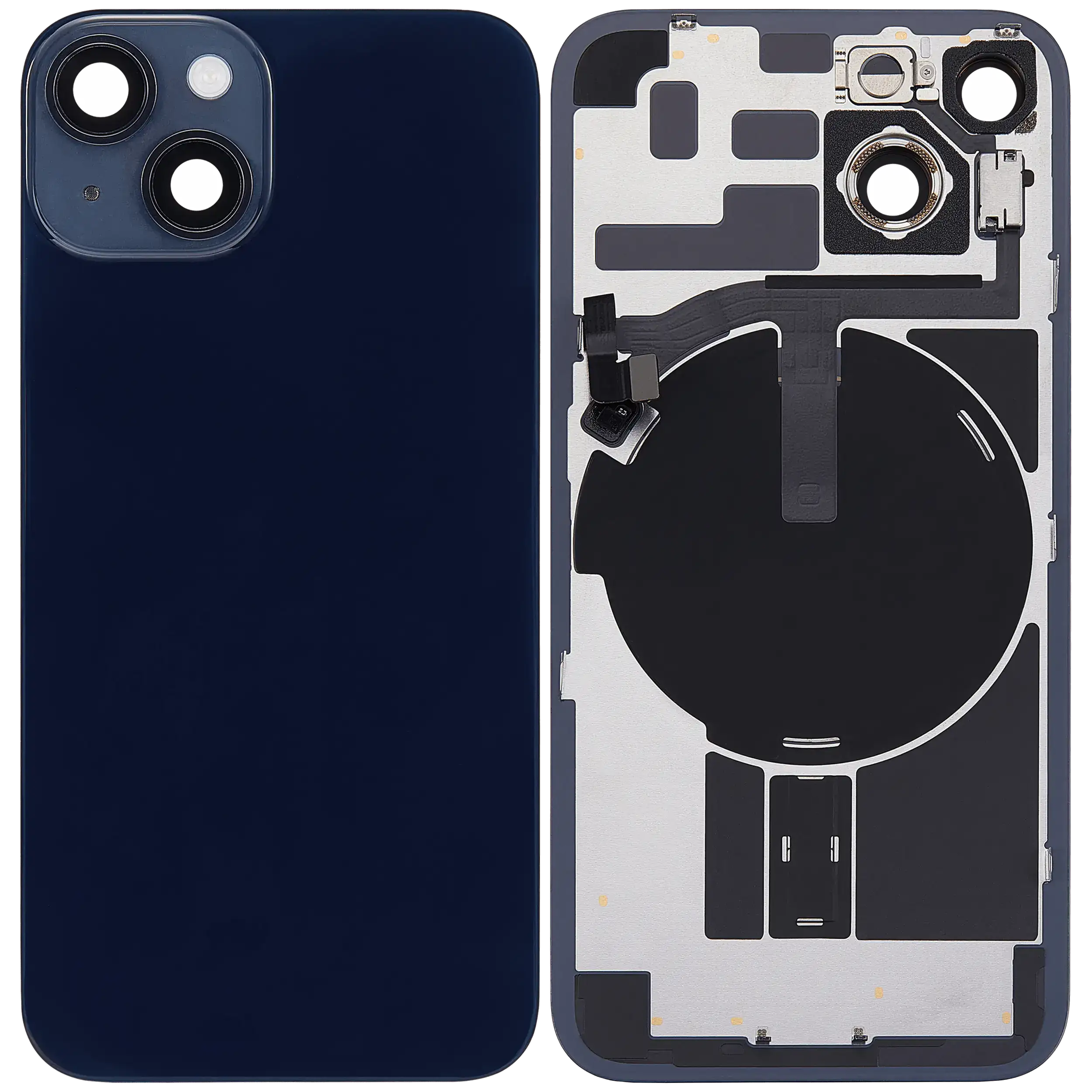 Back Glass w/ MagSafe Magnet & NFC & Flashlight Flex For iPhone 14 (Used OEM Pull: Grade B) (Midnight)